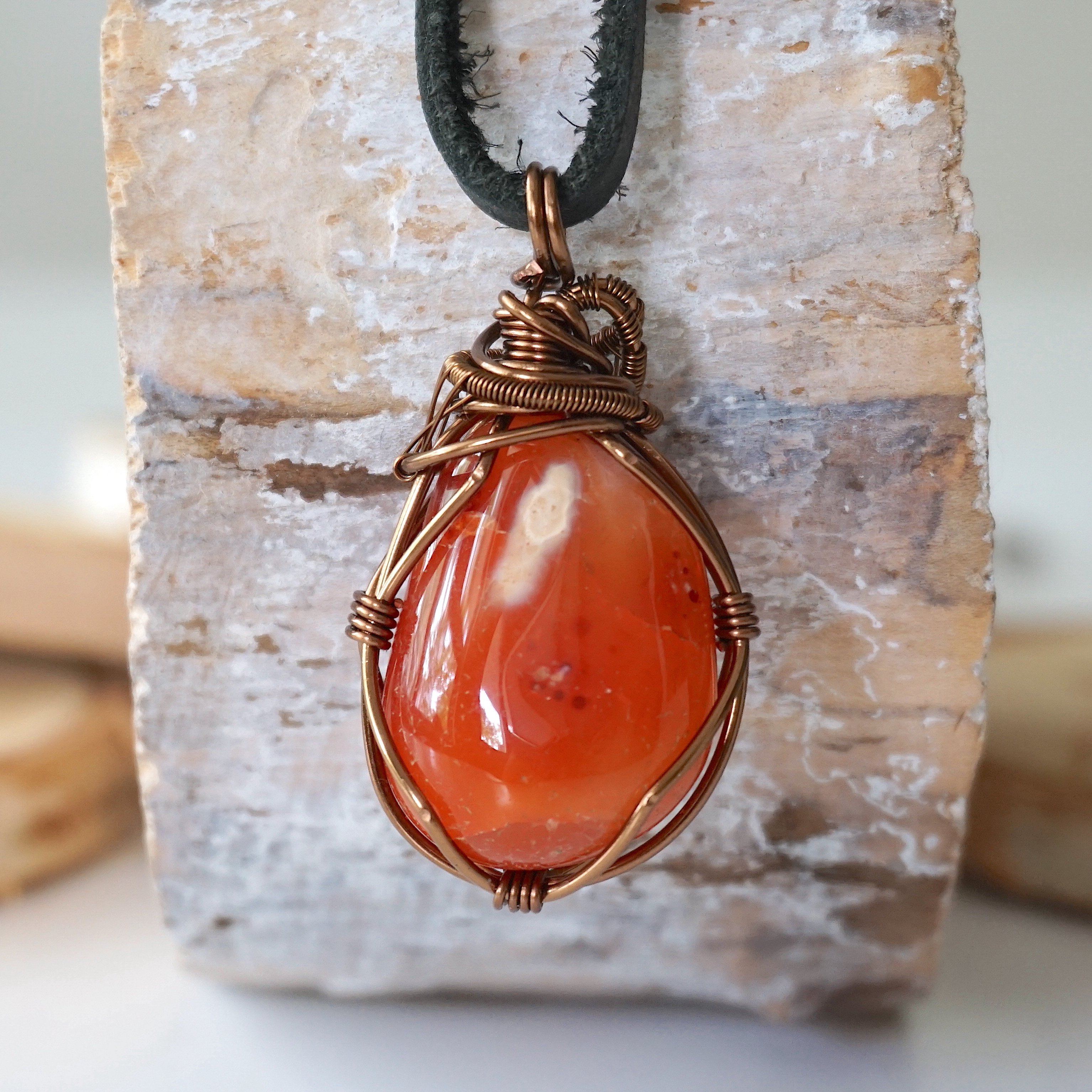 Antique Bronze Men's Carnelian Necklace - Handmade Gemstone Jewelry for Gifts & Spiritual Healing | Perfect for Meditation, Energy Balancing & Everyday Wear