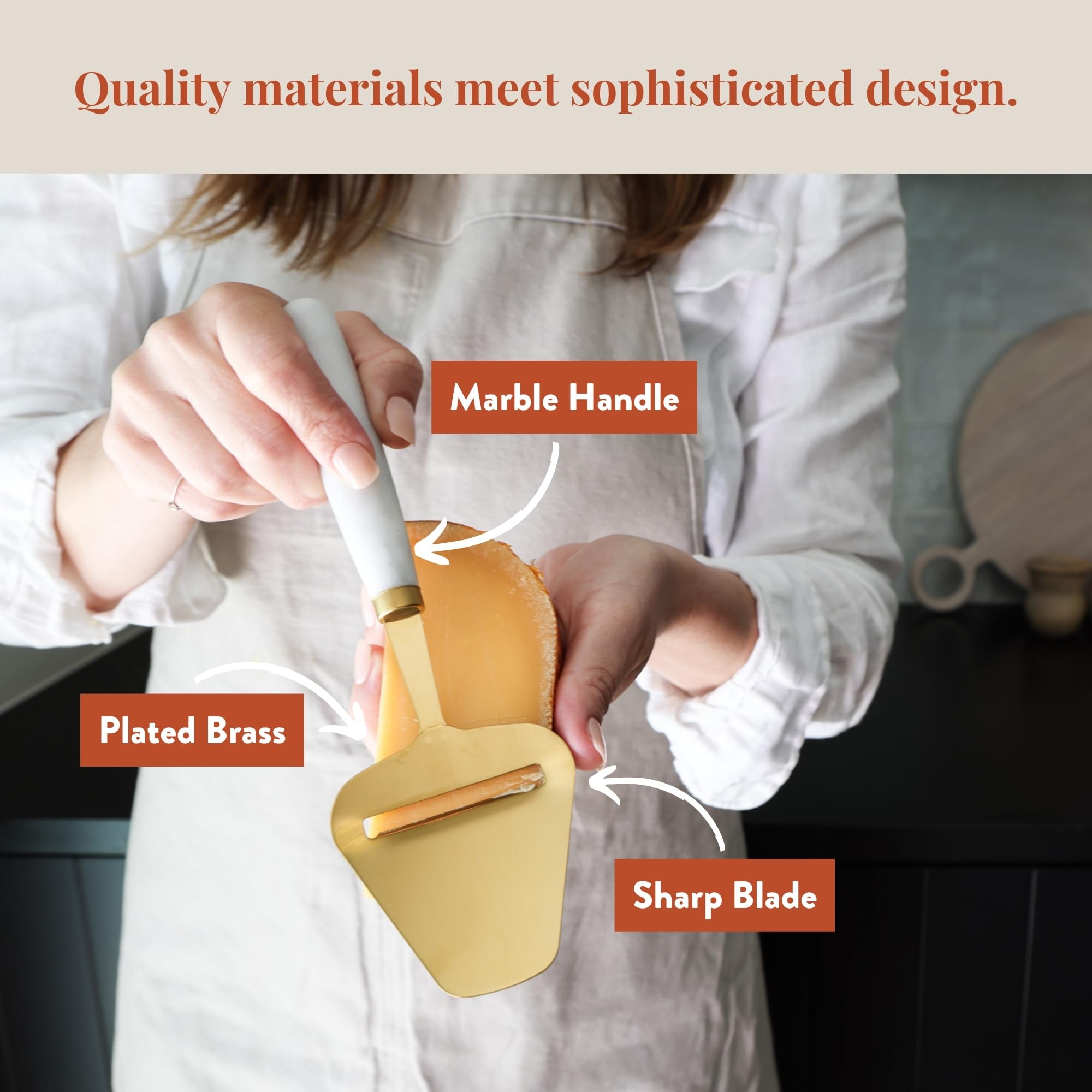 Premium Stainless Steel Marble Cheese Slicer - Handheld Cheese Cutter for Block Cheese, Cheese Plane & Shaver - Perfect for Charcuterie Boards, Wine Parties & Gourmet Cooking