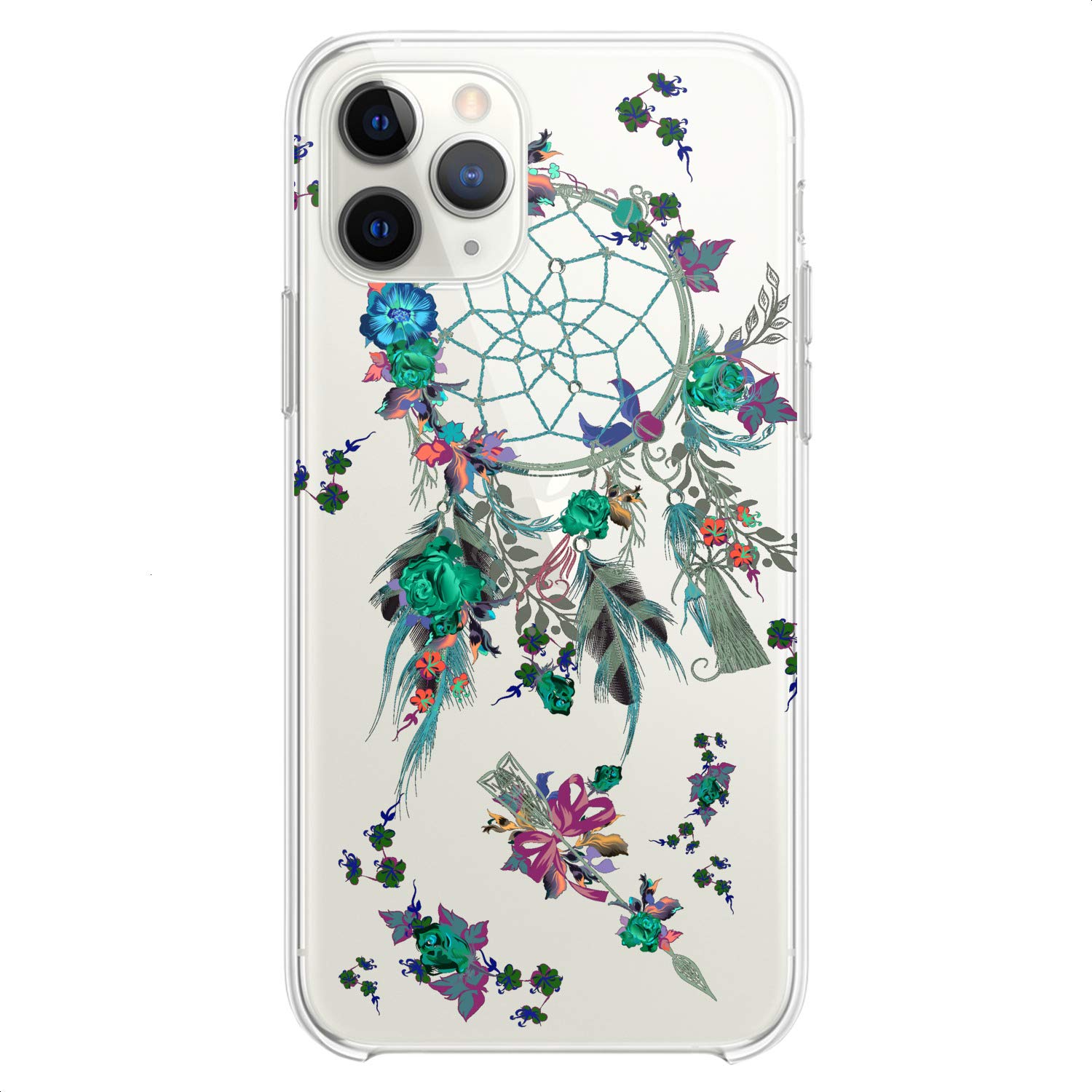 Premium TPU Phone Case for iPhone 16/15/14/13/12/11 Pro Max/Plus/Mini/XS/XR/X/8/7/6/5/SE - Clear Tribal Totem Design with Cute Pink Feather Catcher - Slim Flexible Silicone Protective Cover | Perfect for Everyday Use, Travel & Fashion Accessories