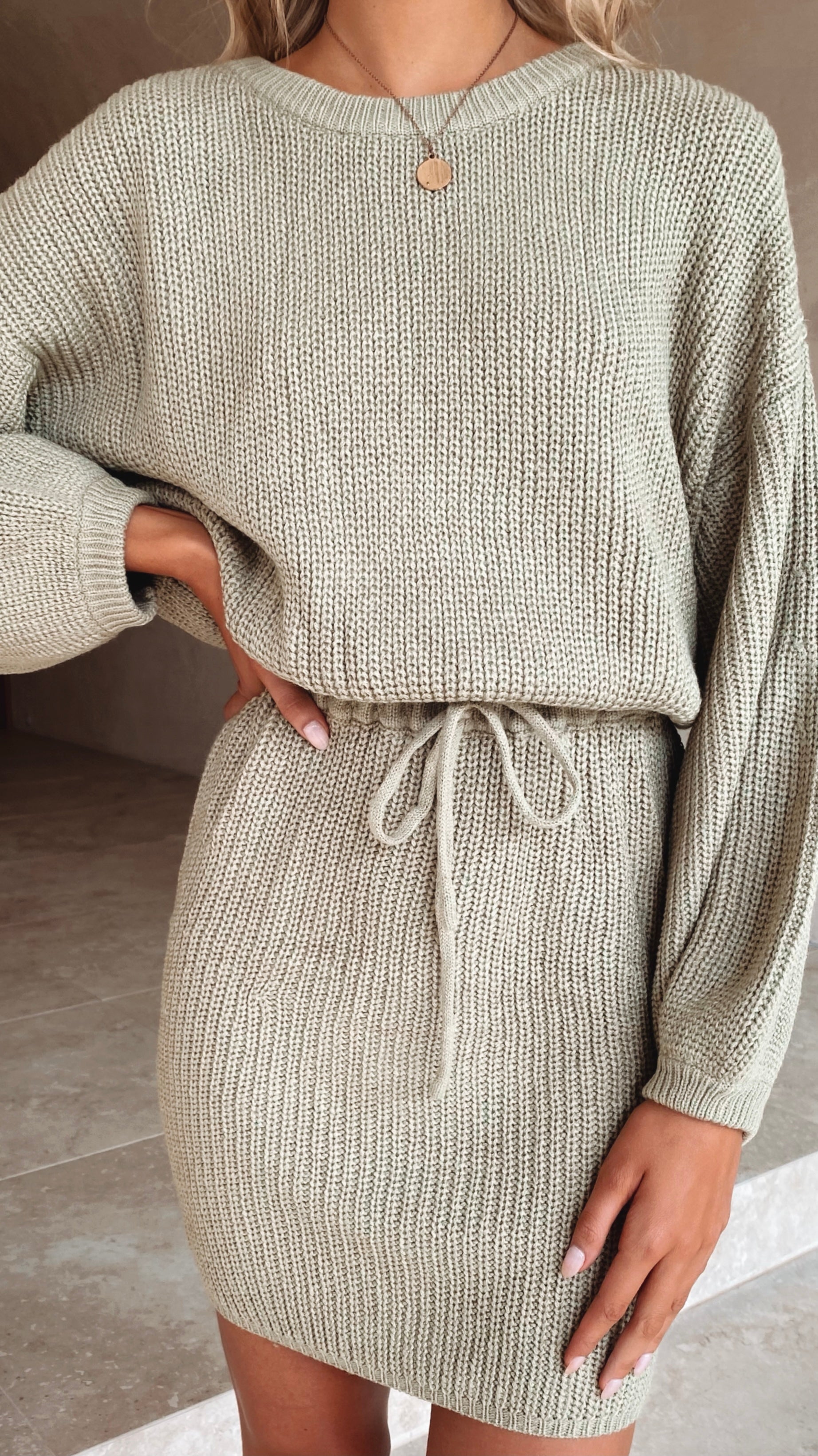 Feya Knit Mini Dress for Women - Olive Green Stretchy Bodycon Dress - Perfect for Date Night, Party & Casual Outings