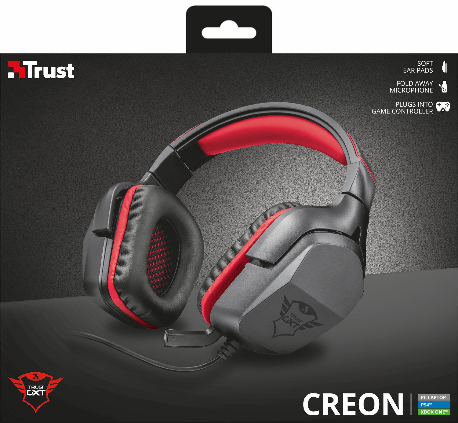 Trust GXT 344 Creon Gaming Headset with Adjustable Microphone - Over-Ear Stereo Headphones for PC, PS4, Xbox - Perfect for Competitive Gaming & Online Chat