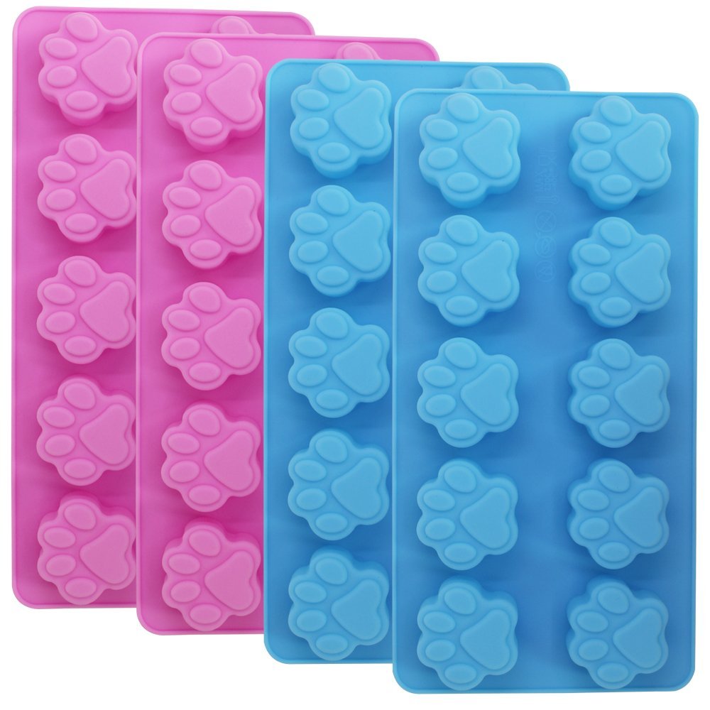 Premium Food-Grade Silicone Paw Print Molds - Set of 4 Reusable Baking Molds for Dog & Cat Treats, Ice Cubes, Chocolate, Candy | Oven, Freezer & Dishwasher Safe | Perfect for Pet Parties, DIY Treats & Holiday Baking
