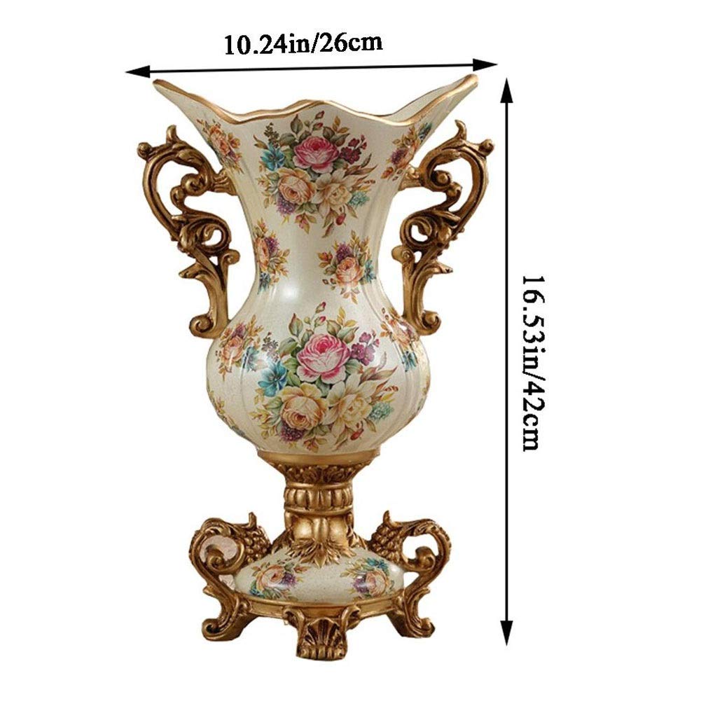 Elegant Large Flower Vases - 16.54×10.24in European Retro Resin Table Centerpiece for Kitchen, Dining Room, Living Room & Bedroom Decor - Perfect for Home Decor, Wedding Centerpieces and Gift Ideas