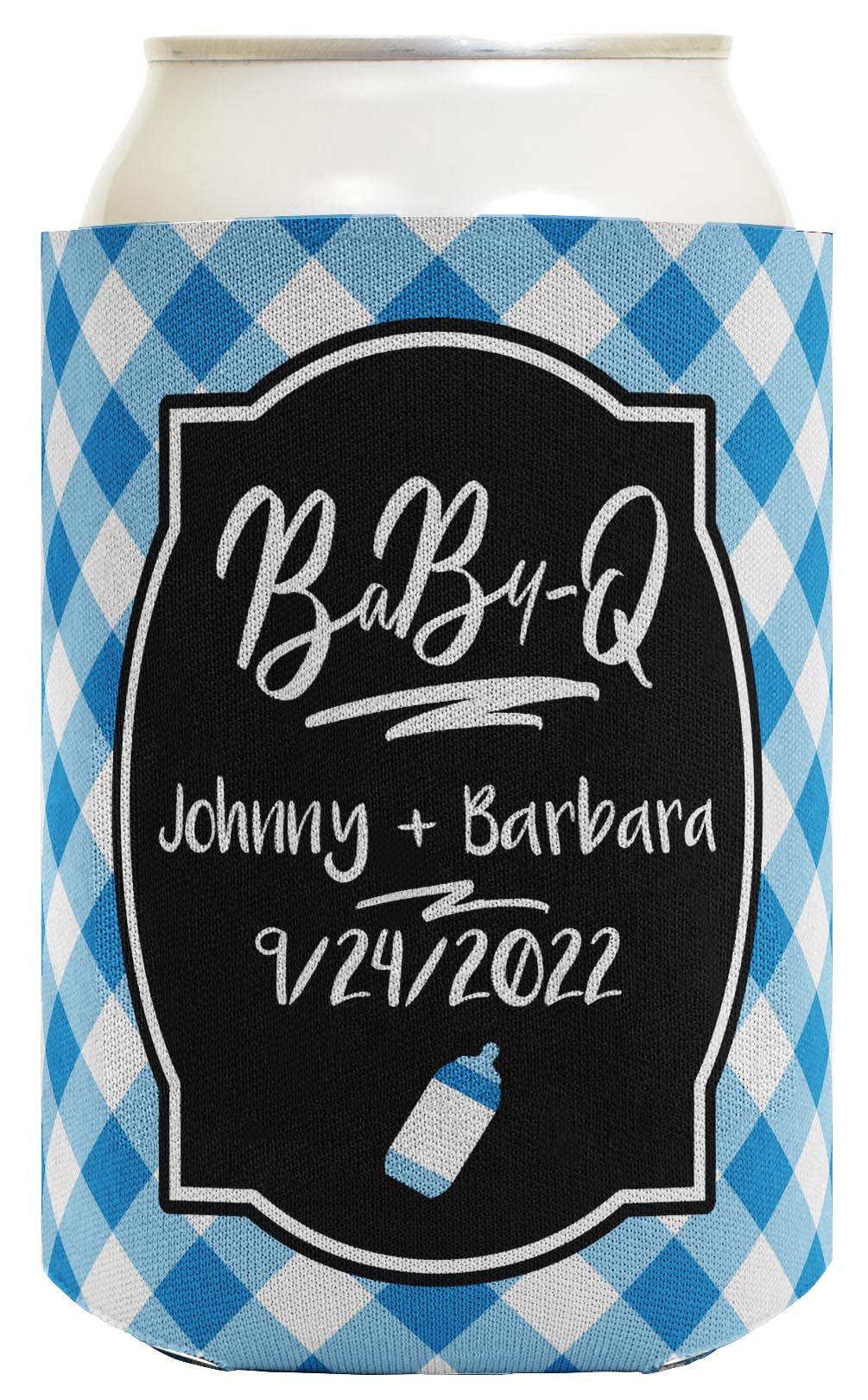 Personalized Baby Shower Favors - 48-Pack Custom Name & Date Can Coolers (Blue) | Perfect for Baby Showers, Birthday Parties & Outdoor Events