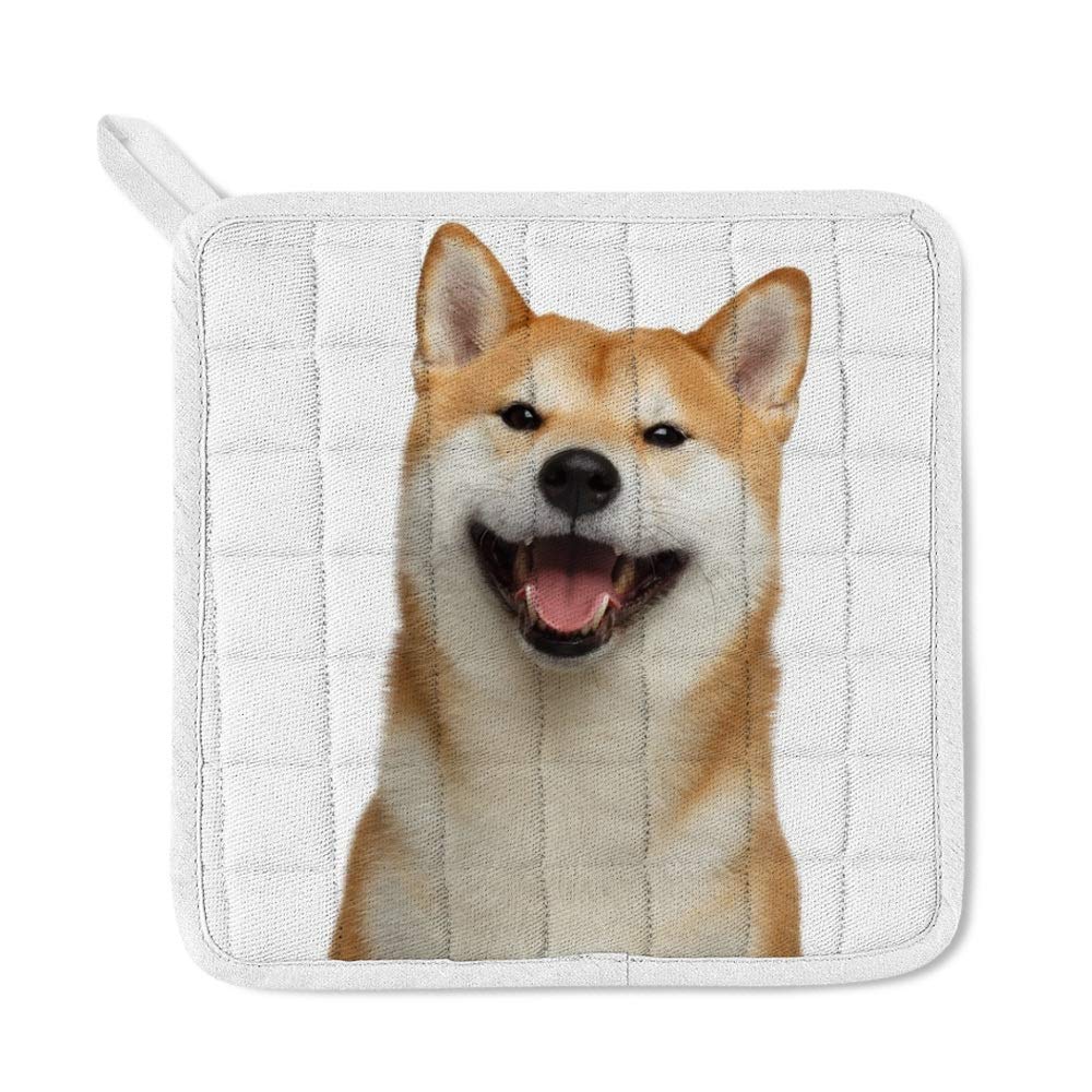 Premium Kitchen Apron Set with Pockets - Adjustable Dog Print Cooking Apron, Heat-Resistant Oven Mitt & Pot Holder (3-Piece) - Ideal for Baking, Grilling & Home Cooking - Cute Shiba Inu Design
