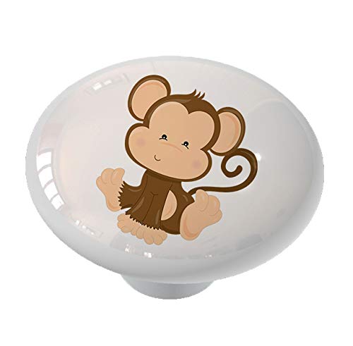 Safari Monkey Cabinet Knobs - Cute Animal Drawer Pulls for Kids Room Decor, Nursery Furniture, Baby Dresser & Closet Handles - Perfect for Jungle Themed Bedrooms & Playrooms