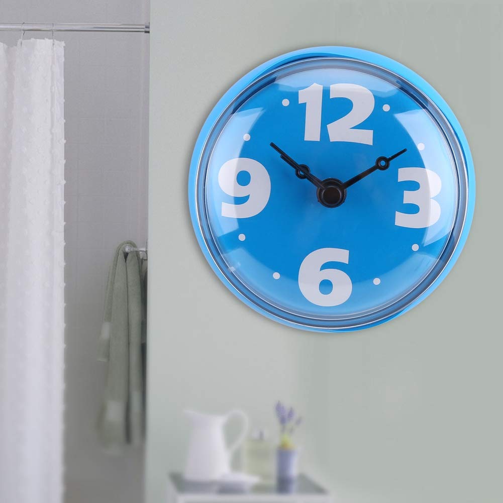 Waterproof Bathroom Wall Clock - Shower Safe, Outdoor & Kitchen Use - Blue Digital Clock for Bathrooms, Showers, Pools & Patios