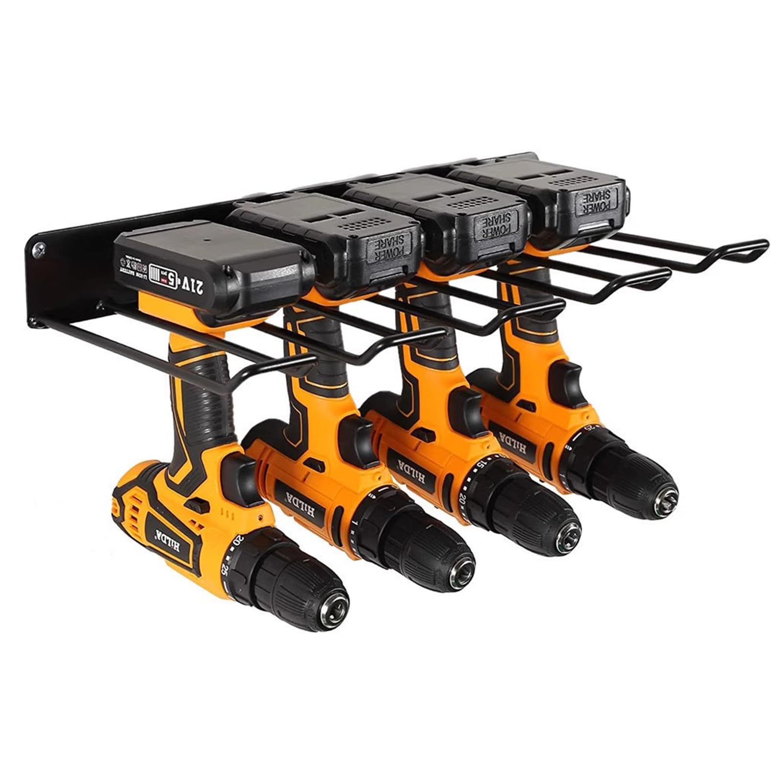 ZOFUN Wall Mounted Power Tool Organizer - 4 Slot Heavy Duty Garage & Workshop Storage Rack for Drills, Saws & More - Perfect for DIY Projects, Home Improvement & Professional Workspaces