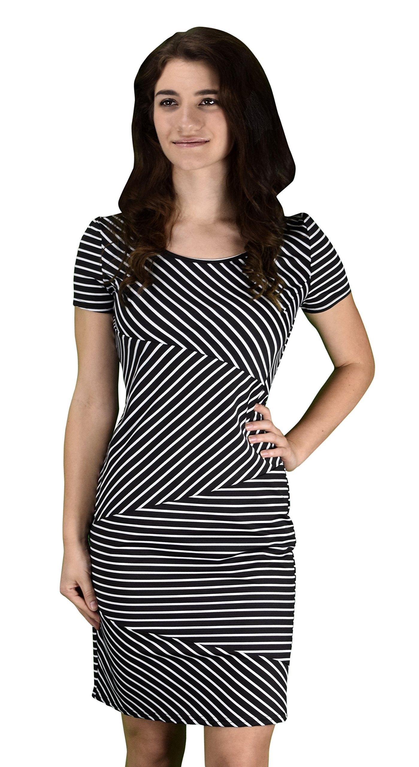 Elegant Women's Diagonal Striped Bodycon Party Dress - Sexy Slim Fit Cocktail Dress for Night Out, Club, Date Night & Special Occasions