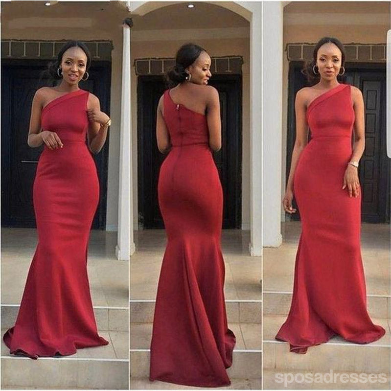 Burgundy Mermaid One Shoulder Long Bridesmaid Dress for Wedding Party, WG1415 - Elegant Formal Gown for Bridal Shower, Evening Reception & Special Occasions