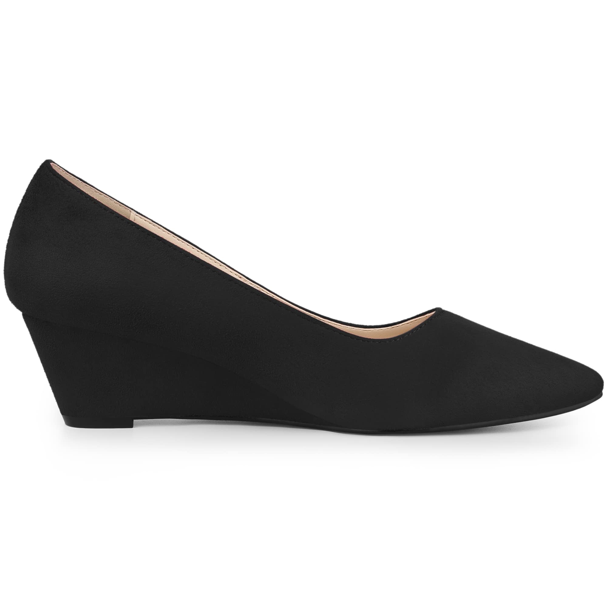 Allegra K Women's Pointed Toe Slip On Wedge Heel Pumps - Comfortable Dress Shoes for Office, Party & Wedding Occasions