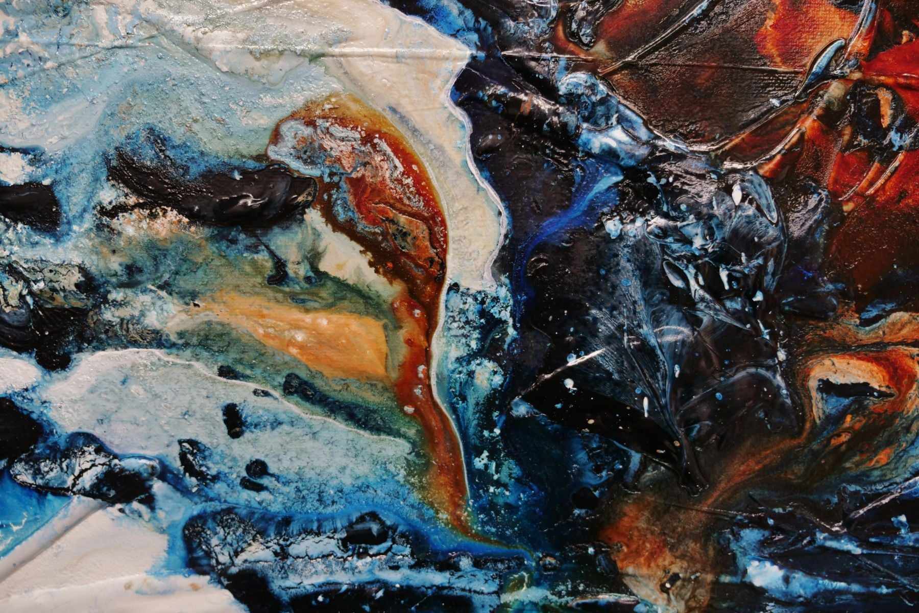 Midnight Oxide 240cm x 100cm Blue Rust Textured Abstract Canvas Art - Modern Wall Decor for Living Room, Bedroom & Office
