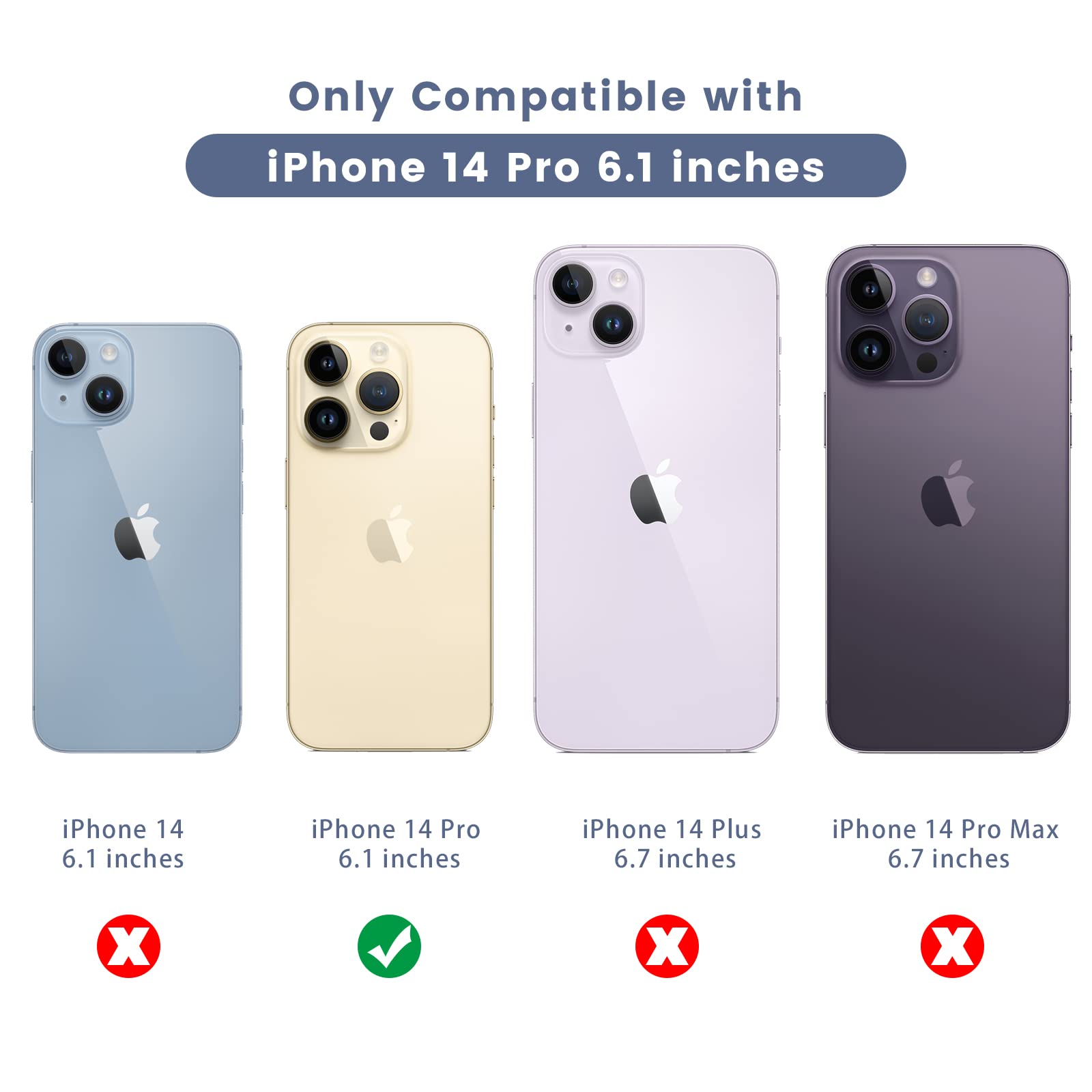 Maxdara [6 in 1] iPhone 14 Pro Screen Protector Kit (6.1 Inch) - 2 Pack Tempered Glass Back Protector + 2 Pack Camera Lens Protector + Front Screen Protector | 9H Hardness, Ultra HD, Anti-Scratch | Perfect for Daily Use, Travel & Outdoor Activities