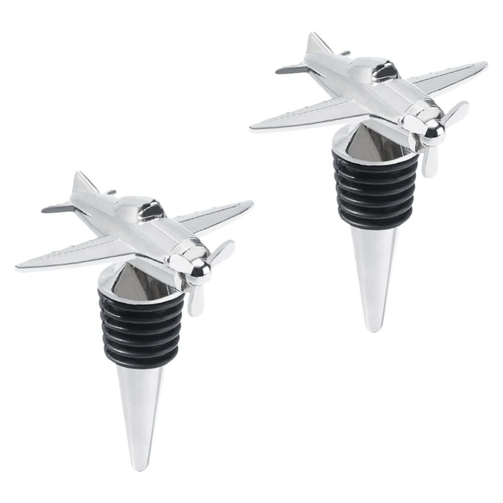 2-Pack Metal Wine Bottle Stoppers - Alloy Wine Cork Plug Seal for Red, White & Sparkling Wine - Perfect for Home Bars, Parties & Gifts