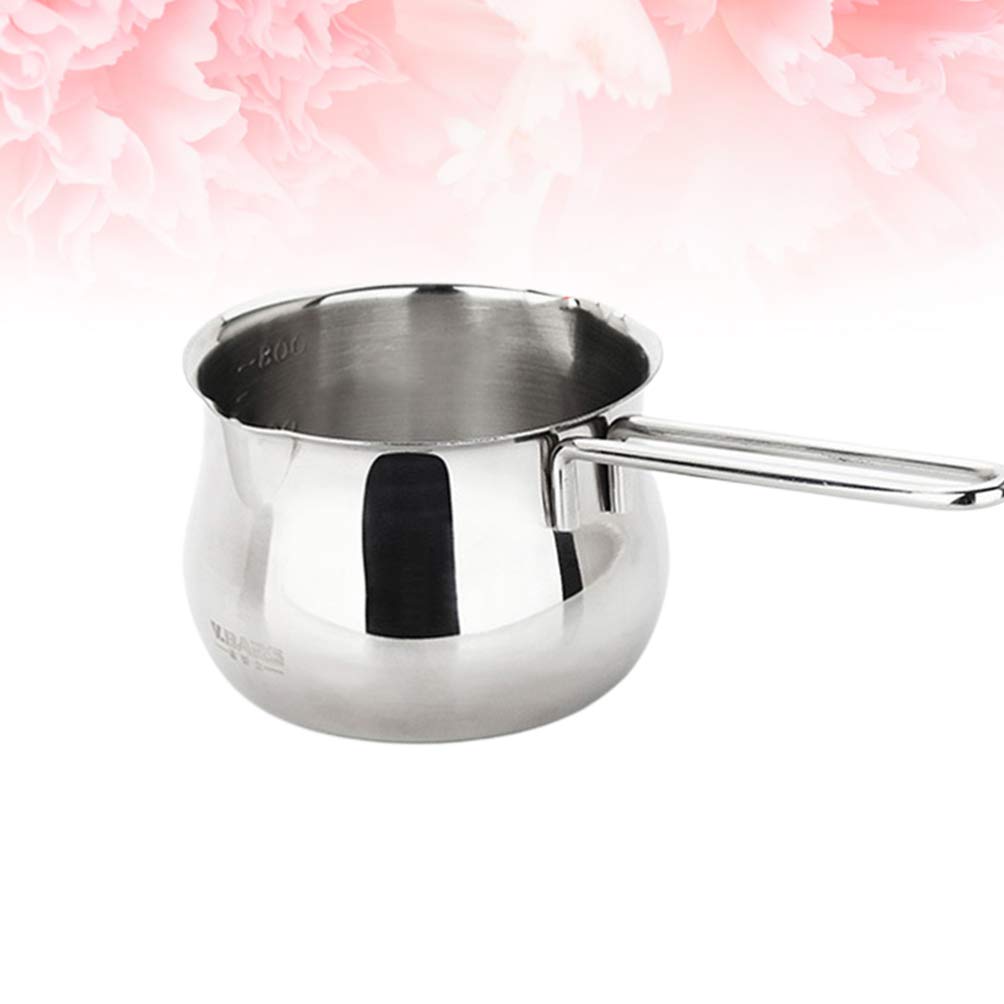 Hemoton 1pc Stainless Steel Milk Heating Pot - Mini Candle Warmer, Ceramic Fondue Pan for Cheese, Chocolate & Soup - Thickened Base Kitchen Heater for Baking, Noodles & Melting (Perfect for Romantic Dinners & Cozy Family Meals)