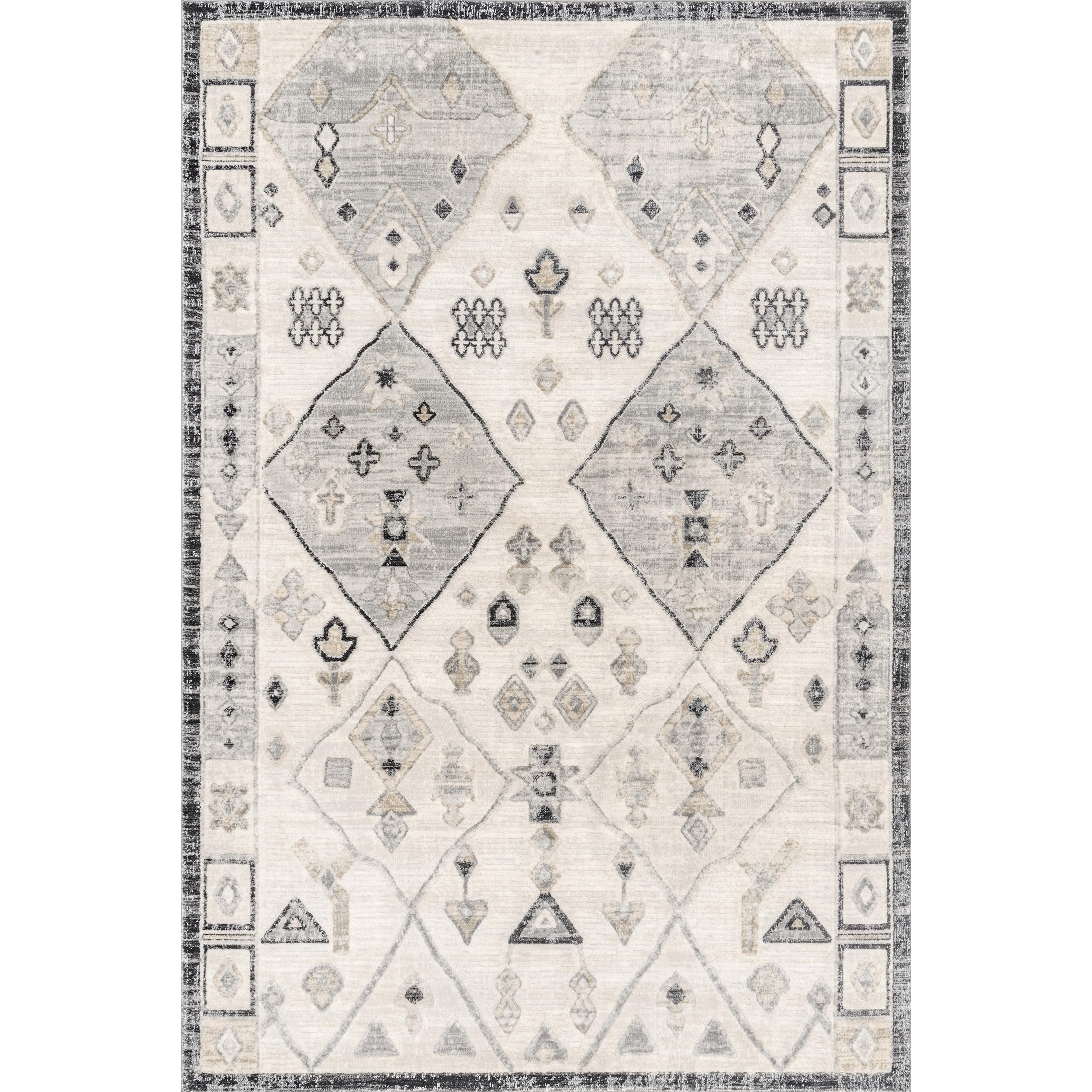 nuLOOM Hunter Tribal 5x7 Beige Area Rug - Boho Chic Living Room Decor, Bedroom Accent, Cozy Home Floor Mat