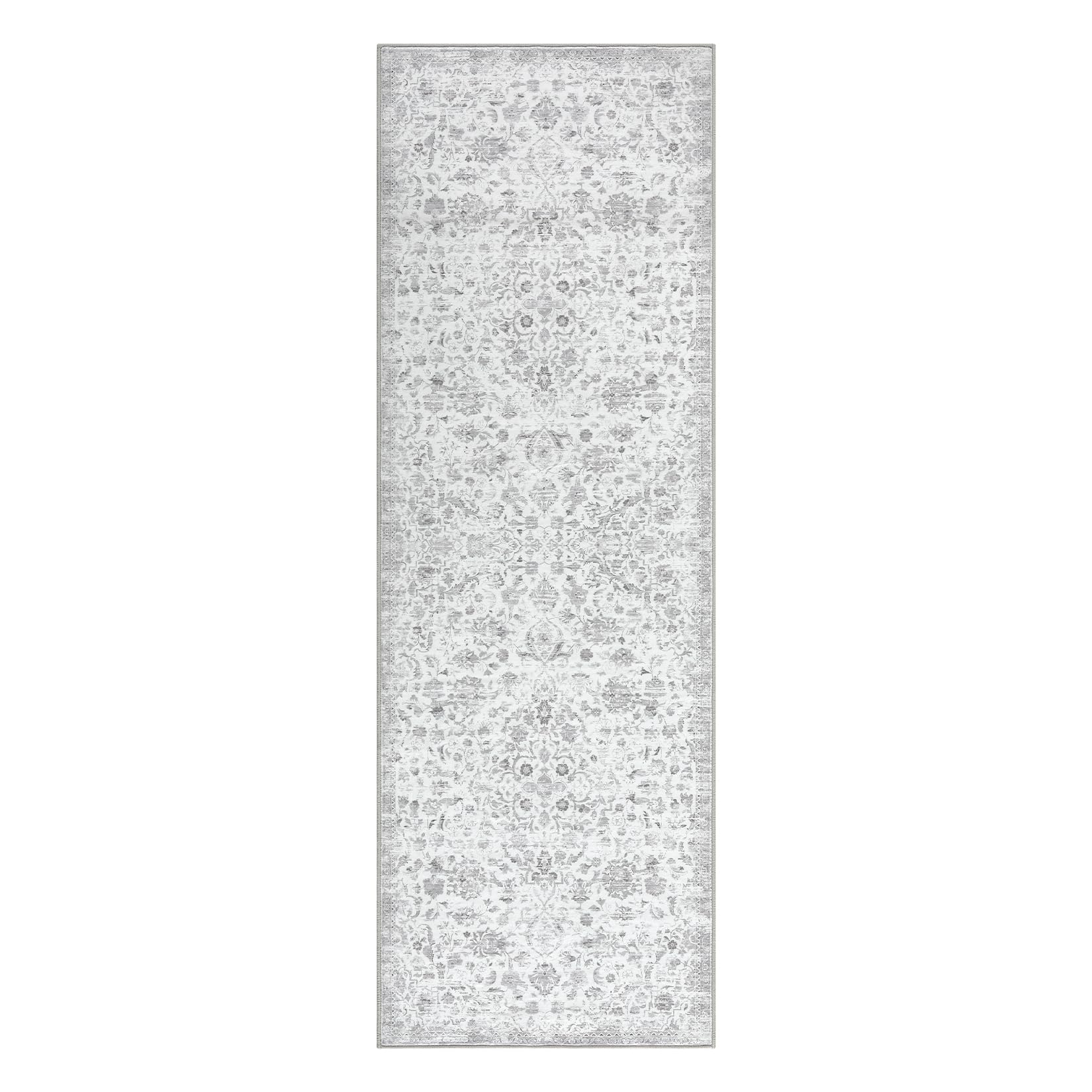 GARVEE 2x3 Washable Non-Slip Boho Floral Rug - Light Grey Indoor Entryway & Bathroom Mat, Stain-Resistant for Bedroom, Living Room & High-Traffic Areas
