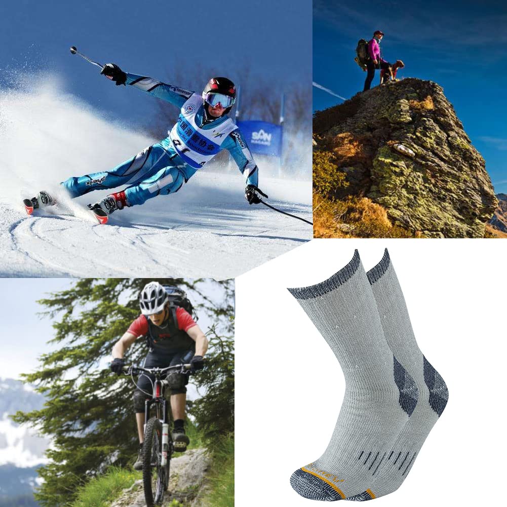 Premium Merino Wool Men's Crew Socks - Warm & Breathable Athletic Socks for Hiking, Trekking, Camping - Ideal for Outdoor Adventures & Winter Sports