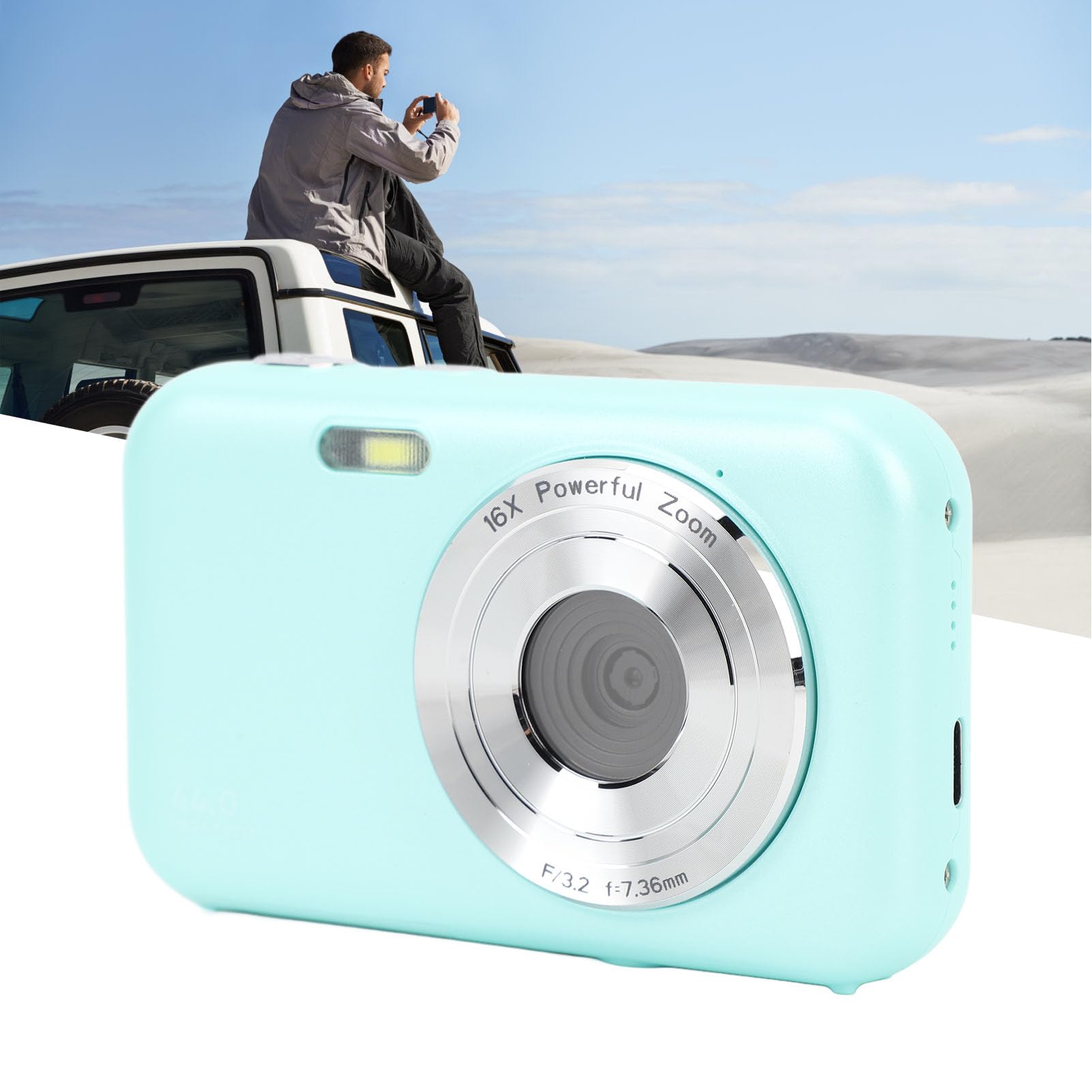 1080P FHD Digital Camera with 16X Zoom, 2.4inch LCD Screen & 44MP - Compact Point and Shoot Camera for Vlogging, Teens, Students & Beginners (Green) - Perfect for Travel, YouTube Videos & Everyday Photography