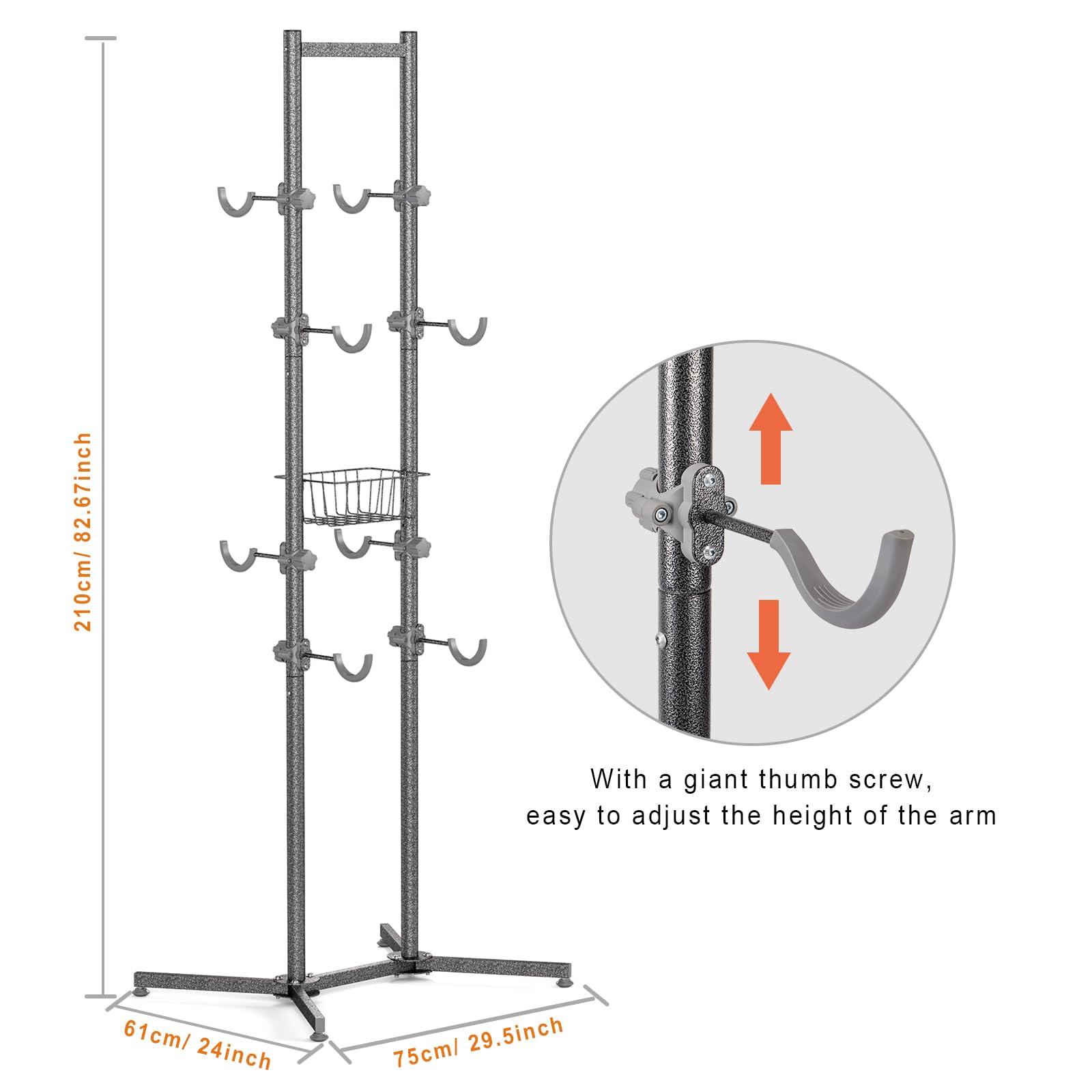 CXWXC 2/4 Bike Storage Rack with Basket - Space Saving Indoor Bike Stand for Garage, Apartment & Home - Holds Road, Mountain & Hybrid Bicycles - Perfect for Small Spaces & Organized Storage