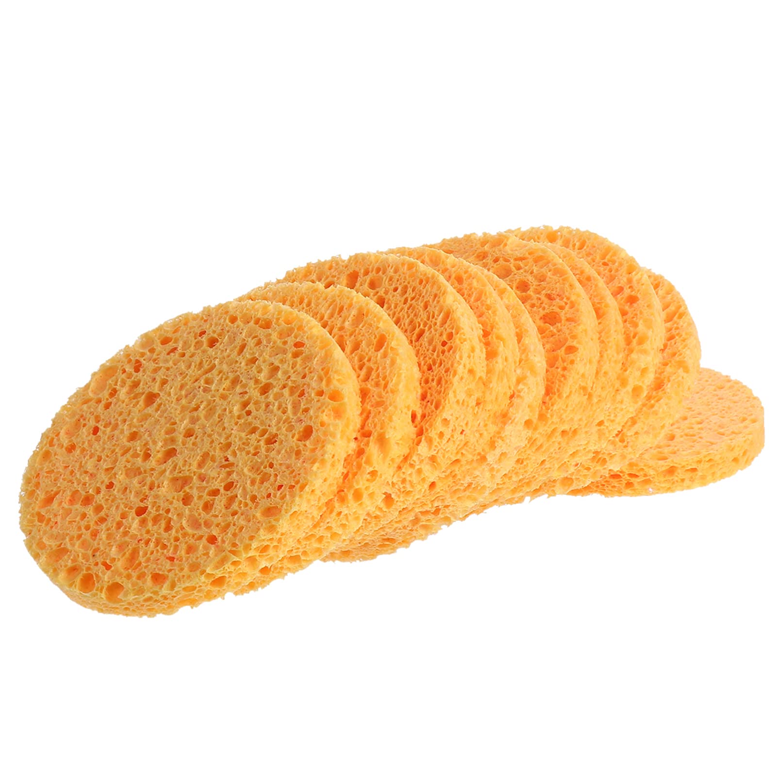 SOLUSTRE 10-Pack Large Round Reusable Natural Bath Sponges | Soft Cellulose Facial Cleansing Puffs | Gentle Makeup Remover & Exfoliating Sponge for Daily Skincare, SPA, and Makeup Application