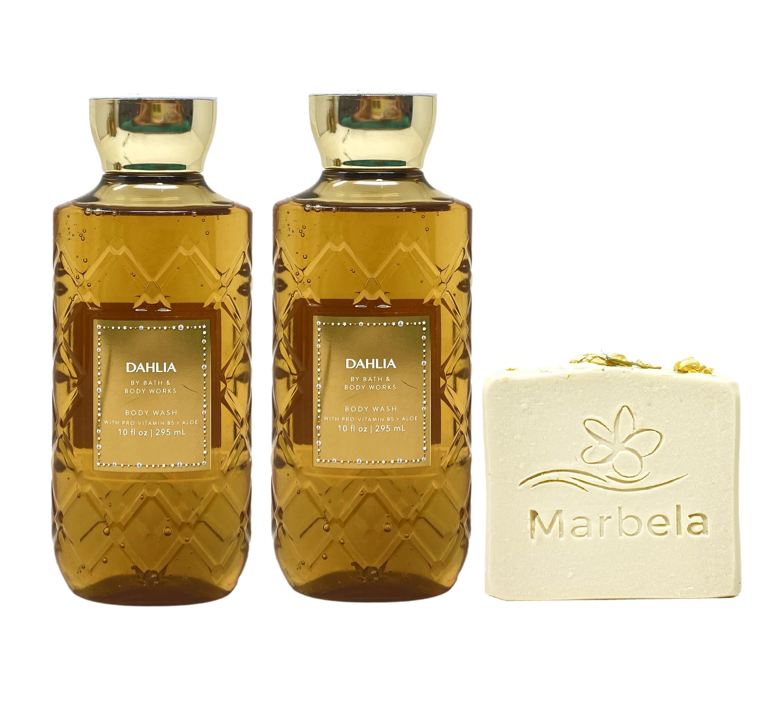 Bath & Body Works Dahlia 2-Pack Body Wash & Wild Jasmine Bar Soap Set - Hydrating Shower Gel & Luxury Soap for Women, Perfect for Daily Skincare Routine & Relaxing Bath Time