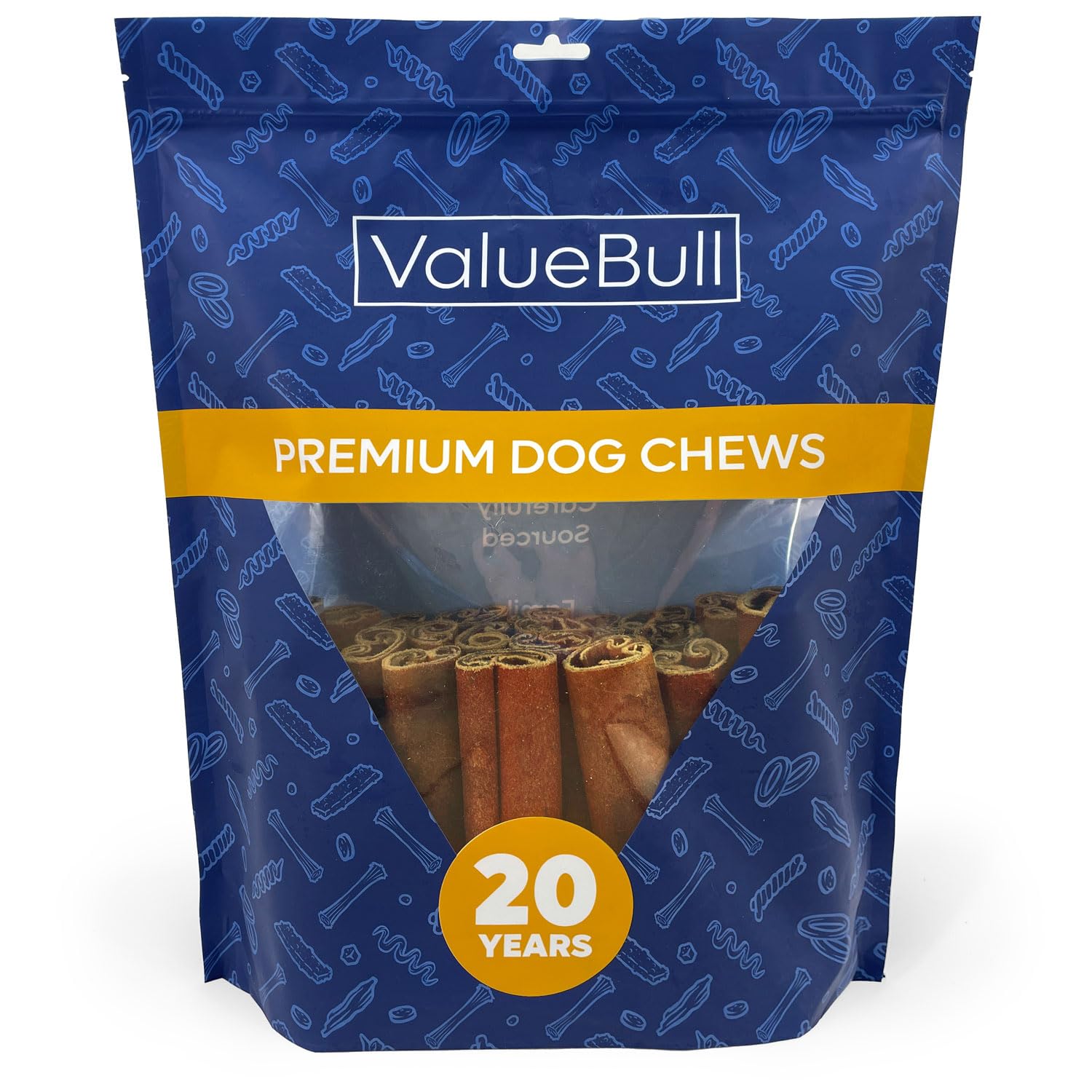 ValueBull USA 6-Inch Super Jumbo Collagen Sticks for Dogs - 25 Count | Natural Single-Ingredient Chew Treats | Healthy Alternative to Bully Sticks & Rawhide | Supports Hip & Joint, Skin & Coat Health | Long-Lasting Dental Chews for Medium & Large Dogs | Perfect for Training, Teething & Anxiety Relief