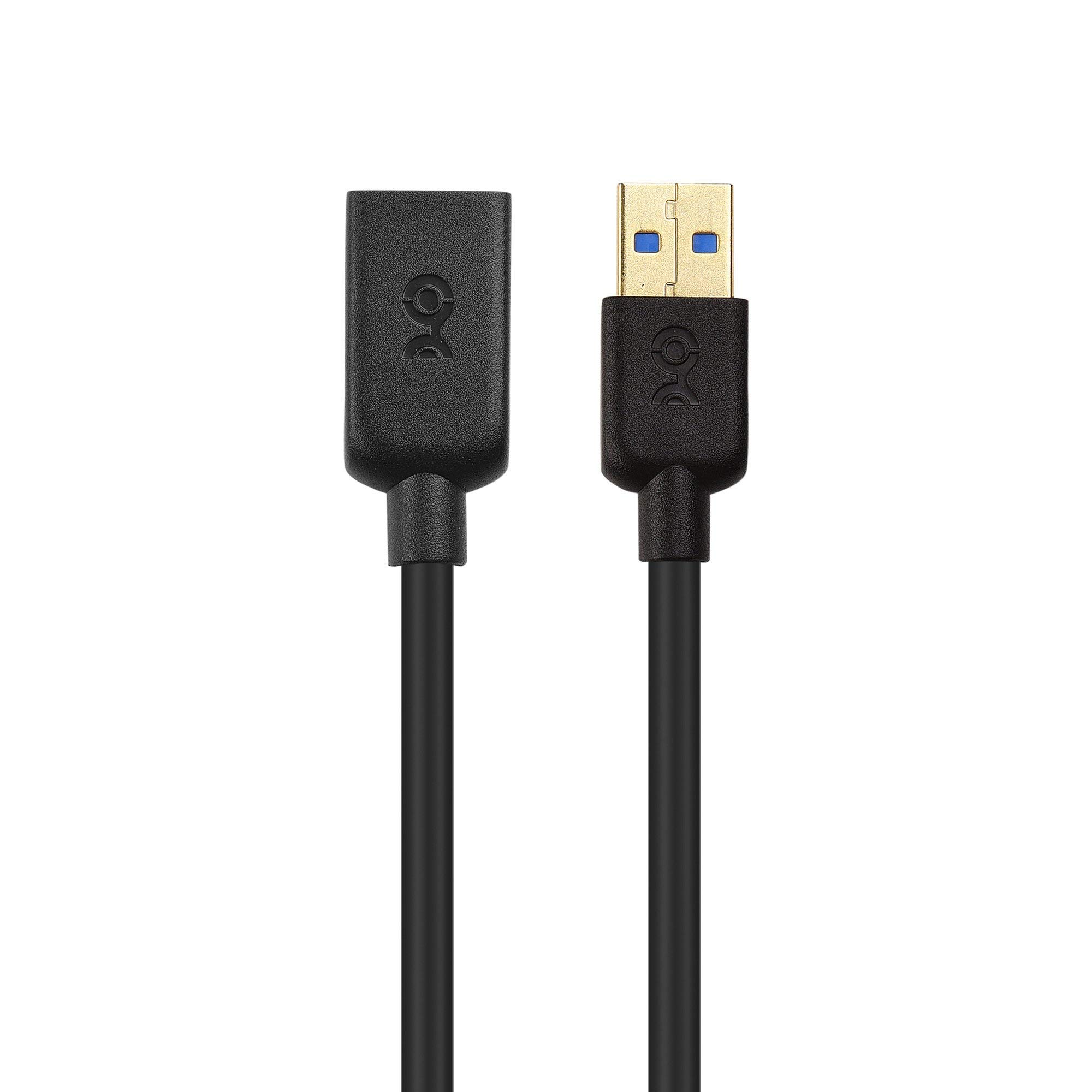 USB 3.0 Extension Cable 3ft - Short USB to USB Cable in Black for Oculus Rift, HTC Vive, PlayStation VR - 4 Port Ultra Mini USB Hub - Perfect for VR Gaming, PC Accessories & Home Office Setup