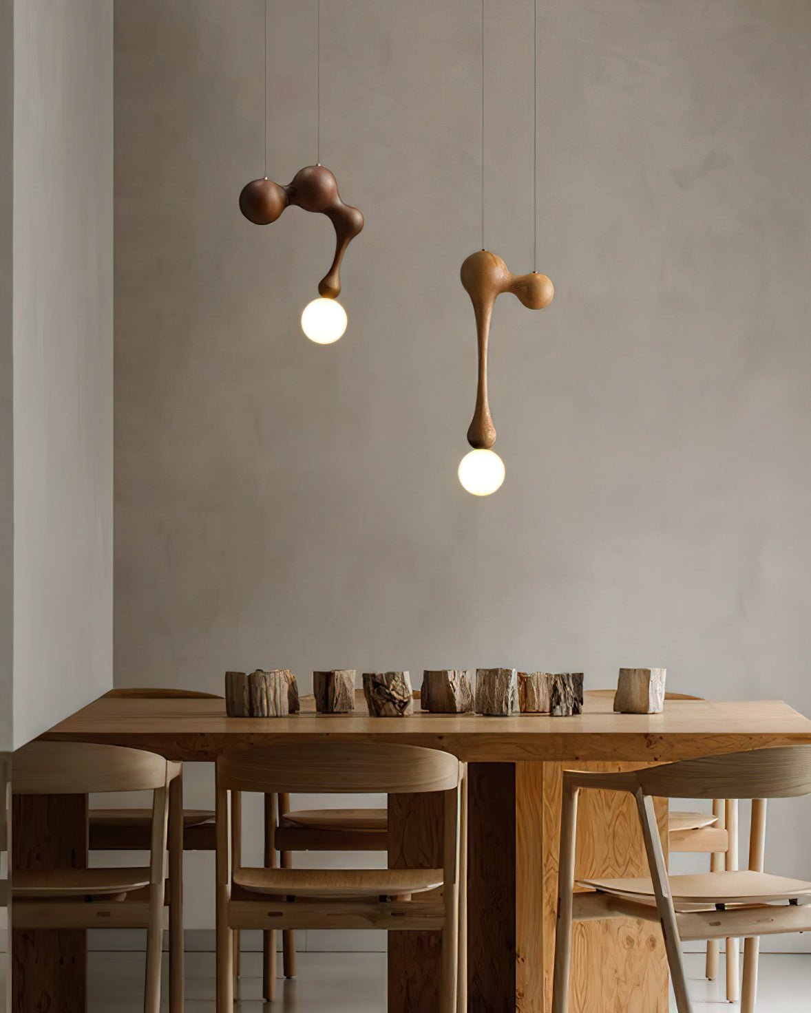 Jenna Wooden Pendant Lamp - Handcrafted Natural Wood Hanging Light Fixture for Dining Room, Kitchen Island & Bedroom Decor