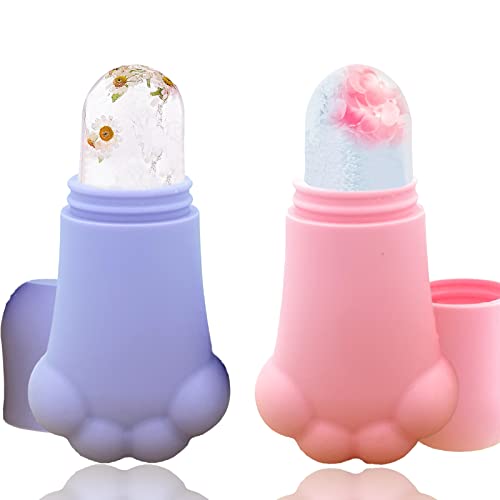 2pcs Ice Roller for Face and Eye - Reusable Silicone Ice Face Roller for Skin Care & Facial Massage | Reduce Puffiness, Soothe Skin & Refresh Eyes - Perfect for Morning Routine, Post-Workout & Spa Days