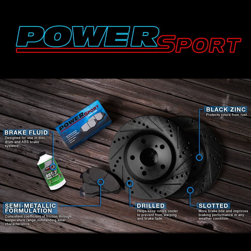 Premium Power Sport Front & Rear Brake Pads and Rotors Kit - Heavy Duty Braking System BBCC.65143.04 for Motorcycles, ATVs & Off-Road Vehicles - Perfect for Racing, Trail Riding & Performance Upgrades