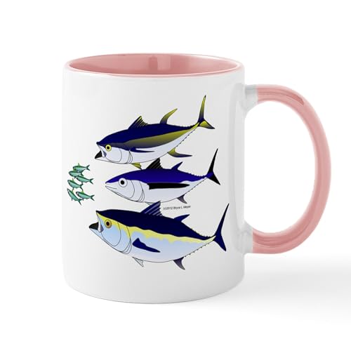 White/Pink Inside - Three Tuna Chase Sardines Fish Mug