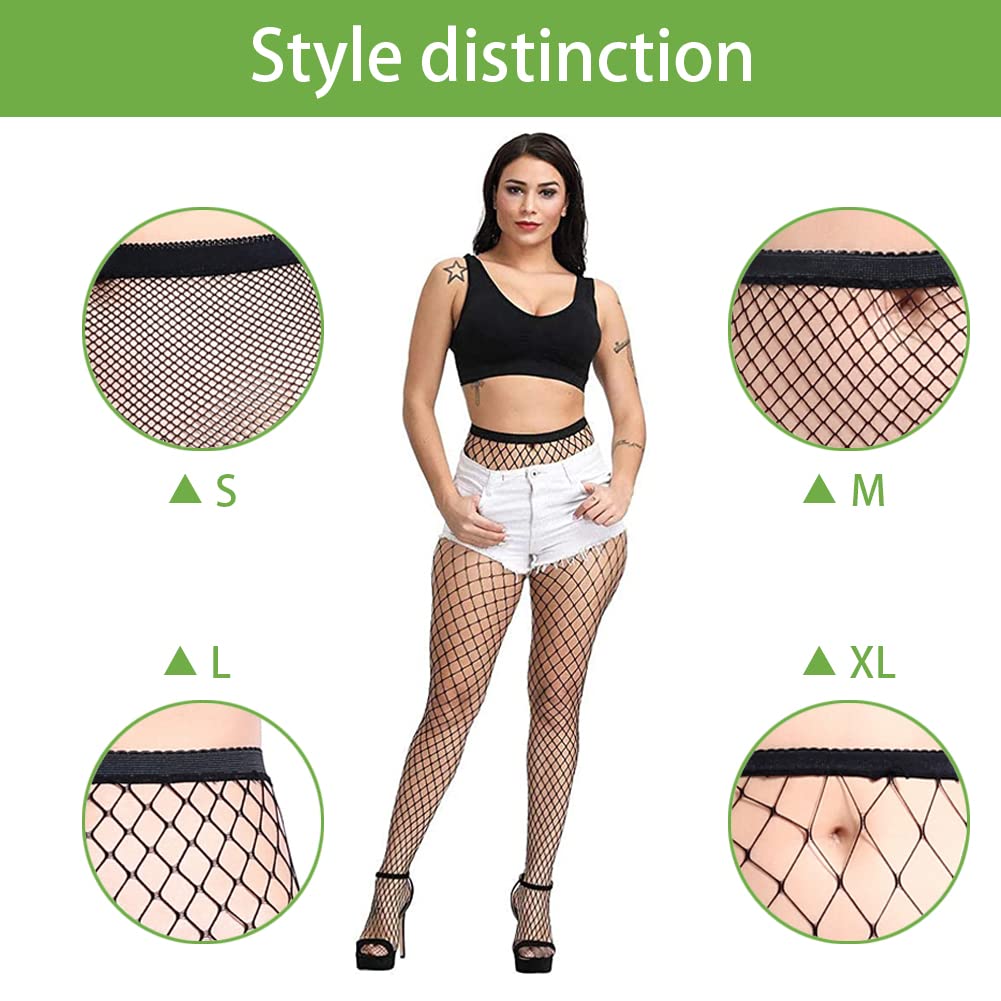 Confonze Women's Fishnet Stockings - High Waist Sexy Sheer Mesh Pantyhose for Party, Halloween & Cosplay Costume Accessories