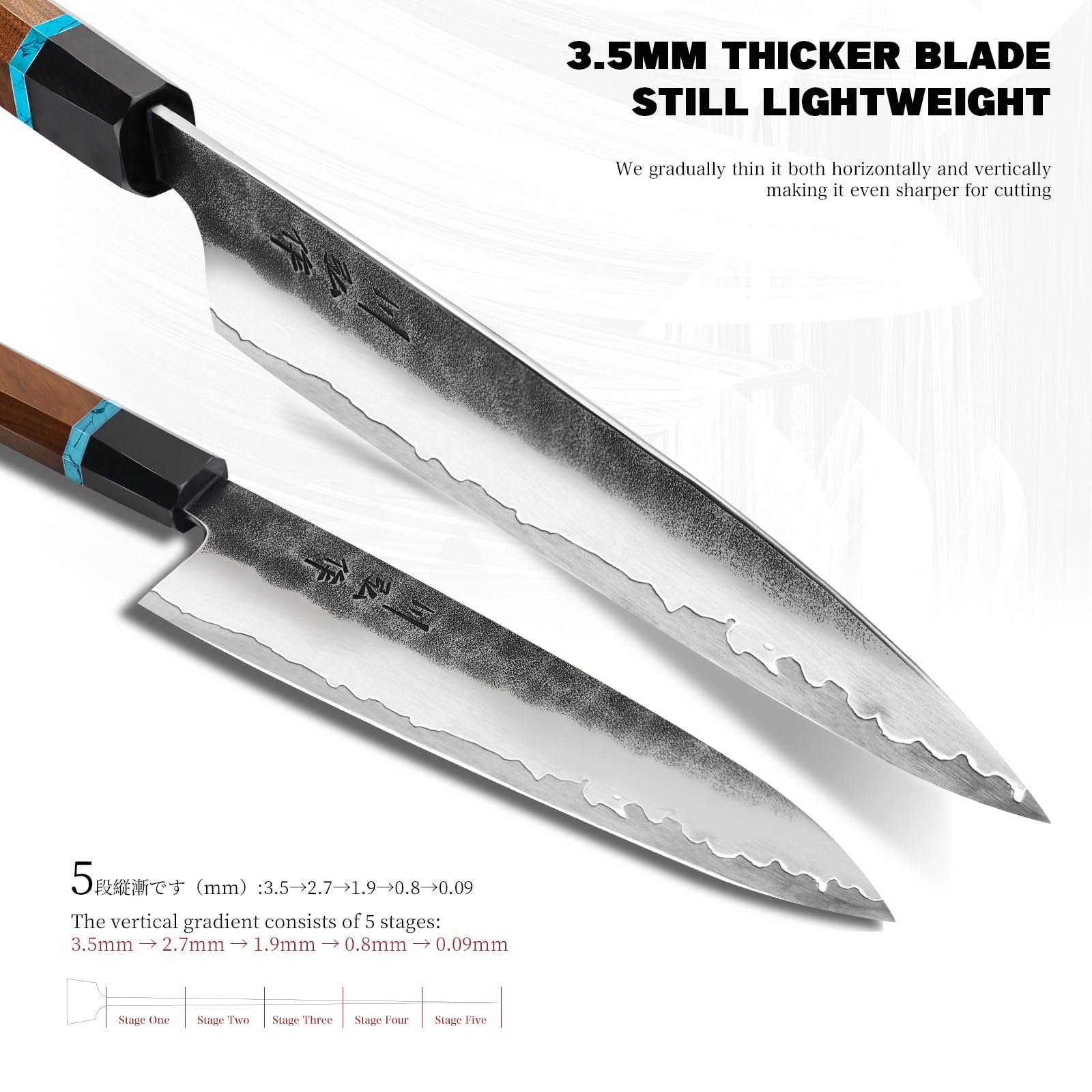 Premium Japanese VG10 Steel Chef Knife 210mm - Handcrafted Black Forged Kitchen Knife with Ergonomic Handle - Professional Chef's Gift for Men & Women - Luxury Wooden Gift Box - Ideal for Sushi, Meat Cutting & Home Cooking
