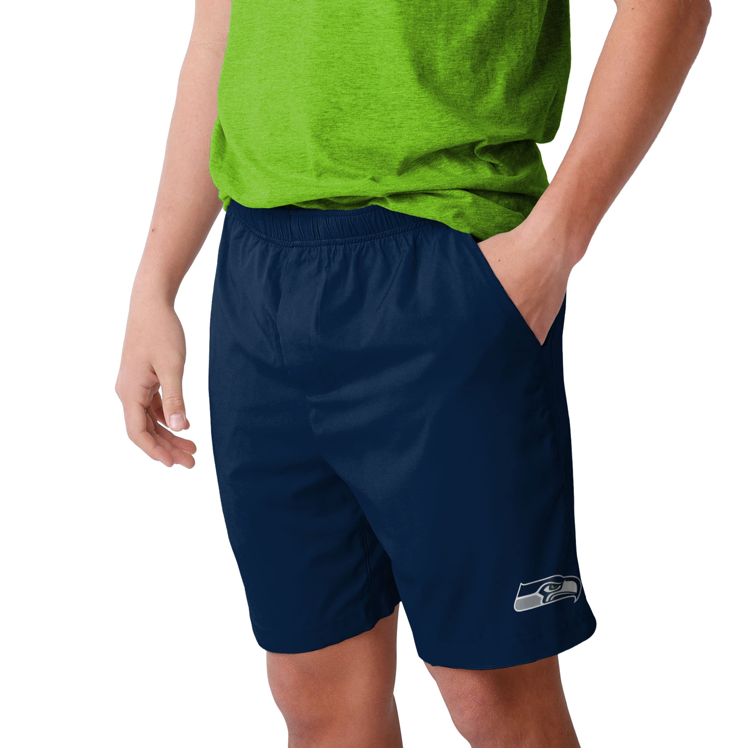 FOCO Seattle Seahawks NFL Men's Solid Woven Athletic Shorts - XL - Comfortable Casual Wear for Football Games, Workouts & Lounge