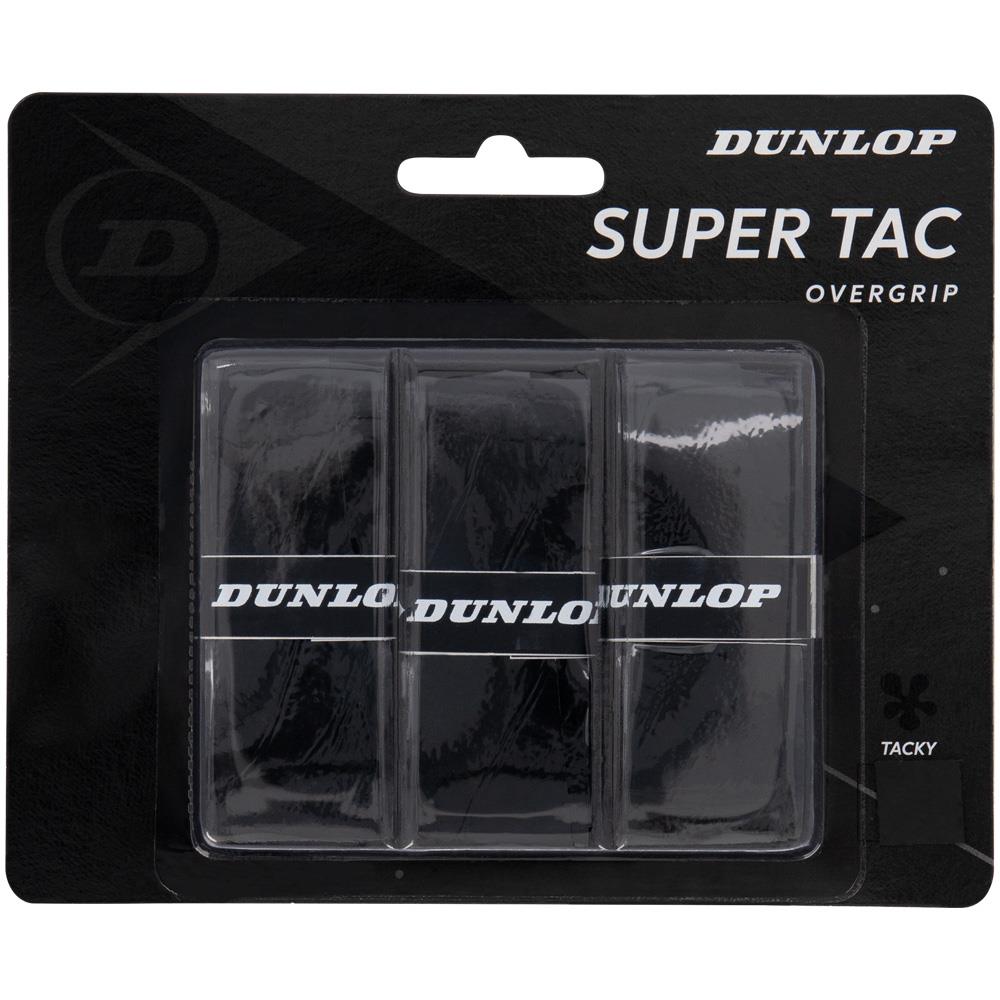 Dunlop Super Tac Overgrip - 3 Pack (Black) | Premium Tennis Racket Grip for Enhanced Control & Sweat Absorption | Perfect for Tennis, Badminton & Racquetball Players