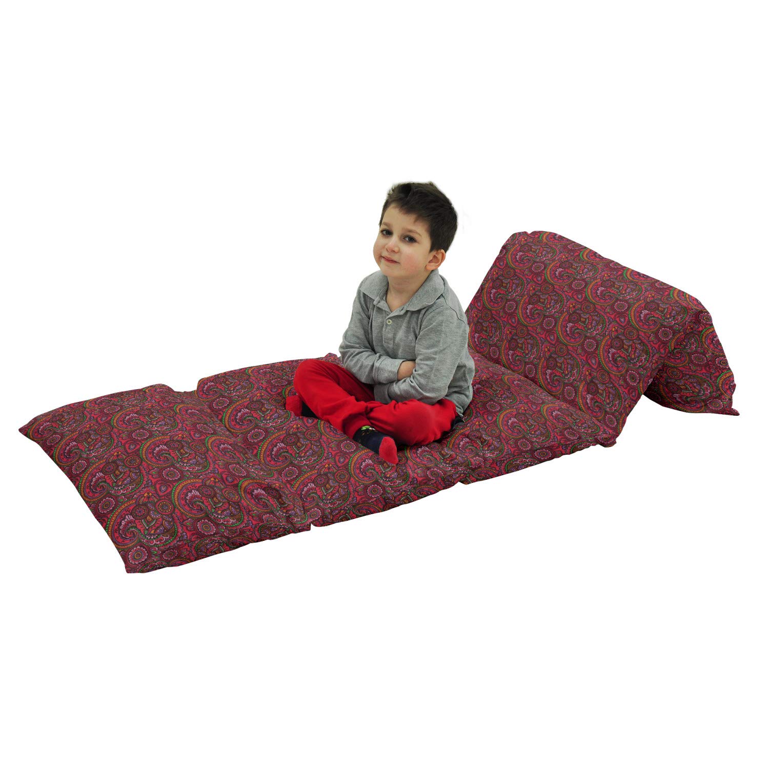 Ambesonne Asian Floor Pillow Lounger Cover - Traditional Vintage Twist Lines & Spirals Pattern - Printed Fabric Case for 5 Pillows (88