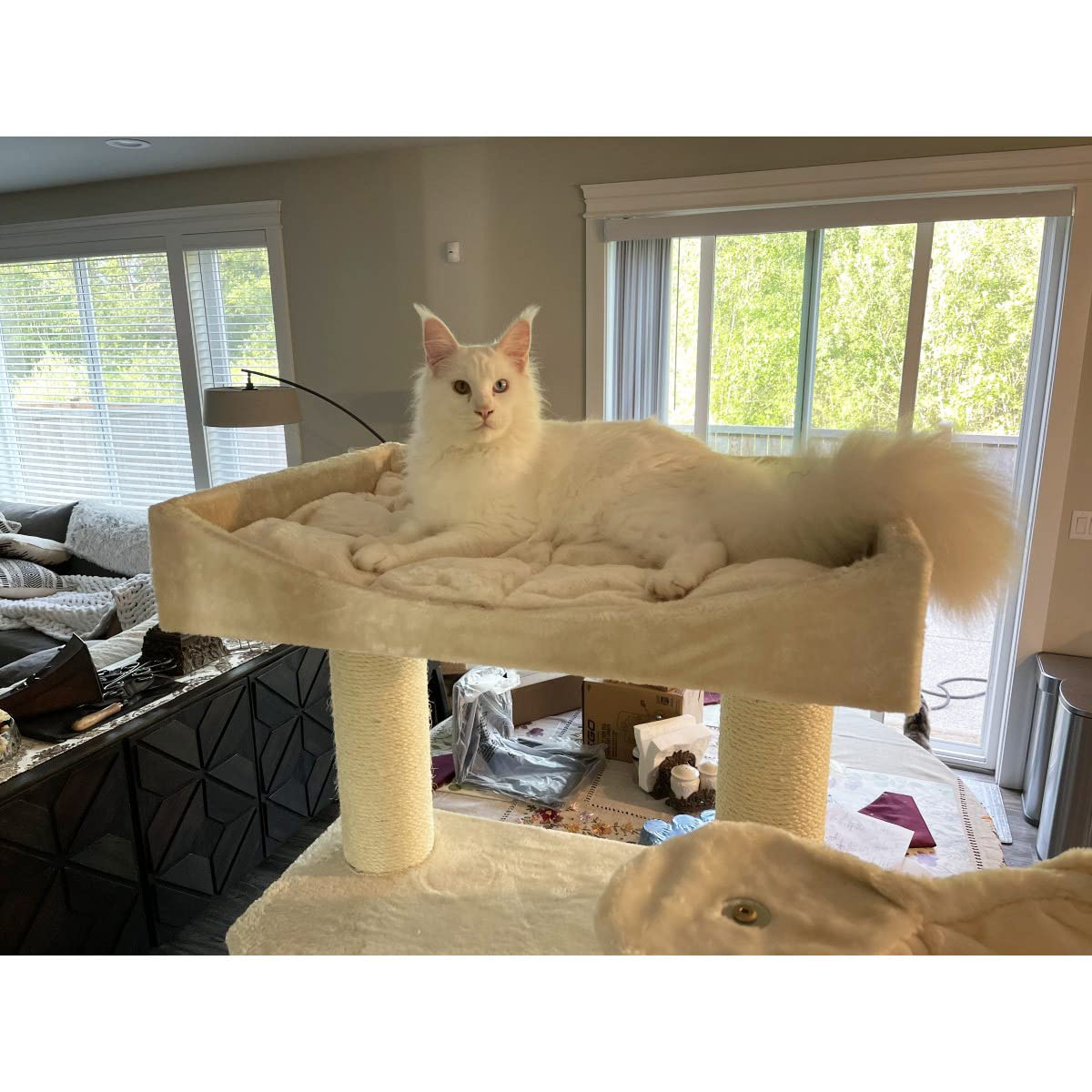 Premium Beige Cat Tree for Large Cats - Extra Tall & Sturdy Cat Tower with Scratching Posts & Perches - Perfect for Indoor Play, Climbing & Lounging