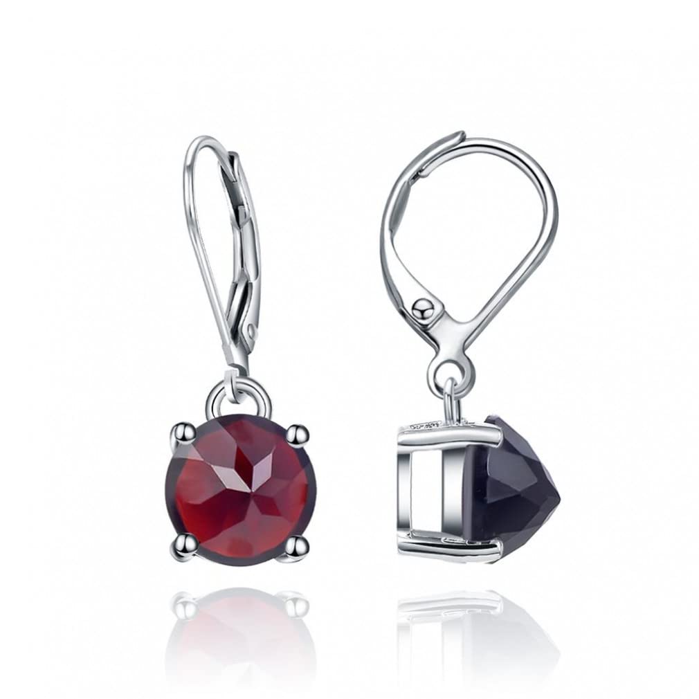 925 Sterling Silver Gemstone Stud Earrings - Natural Topaz & Garnet Earrings for Women, Wedding & Party Jewelry, Perfect for Bridal, Anniversary & Special Occasion Gifts