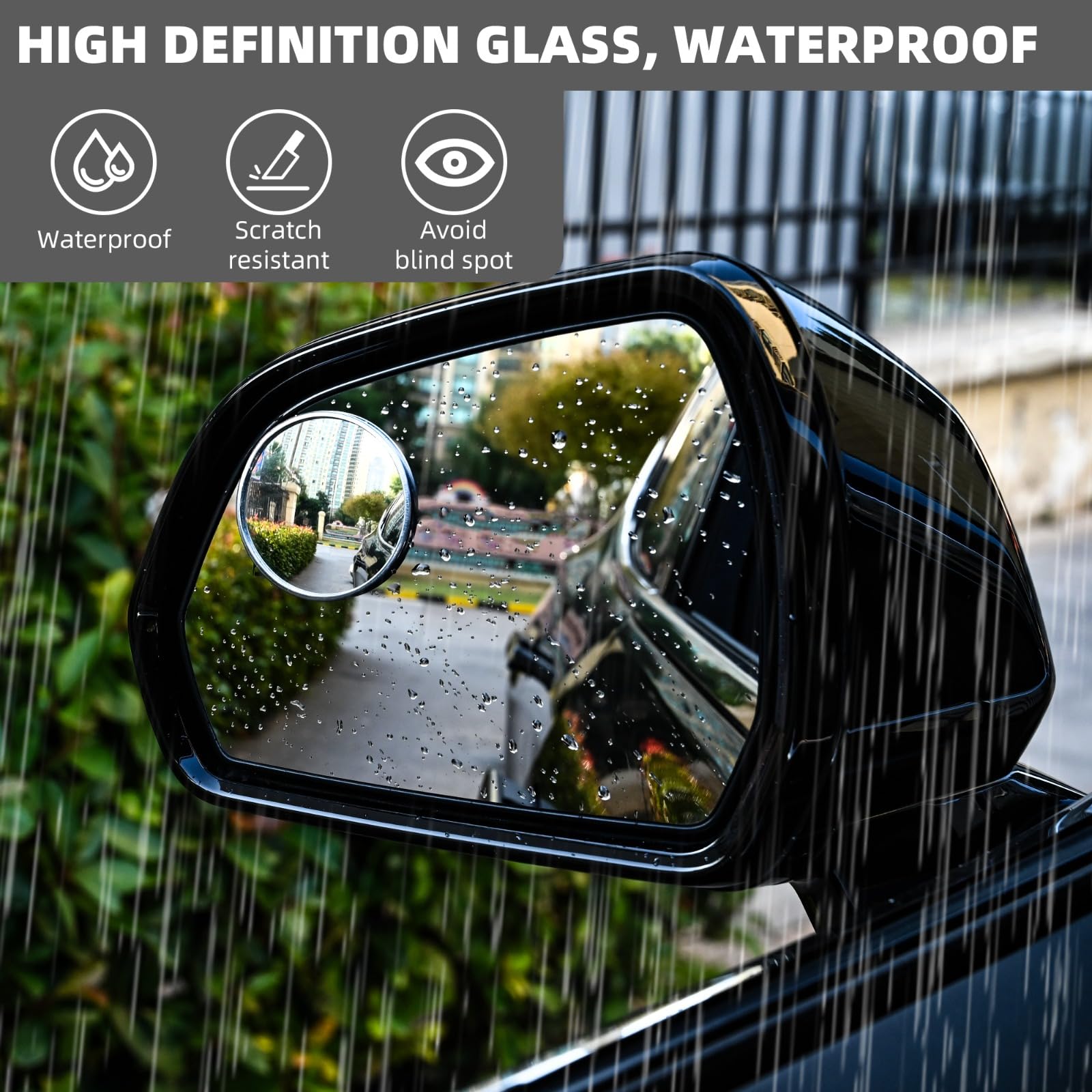 2 Pack Blind Spot Mirrors for Cars - 2 Inch Round Convex Rear View Mirrors with Rust Resistant Frame & HD Glass - Perfect for SUVs, Trucks, Motorcycles, RVs, Trailers, Boats, Golf Carts & Snowmobiles - Enhance Safety While Driving, Parking & Backing Up