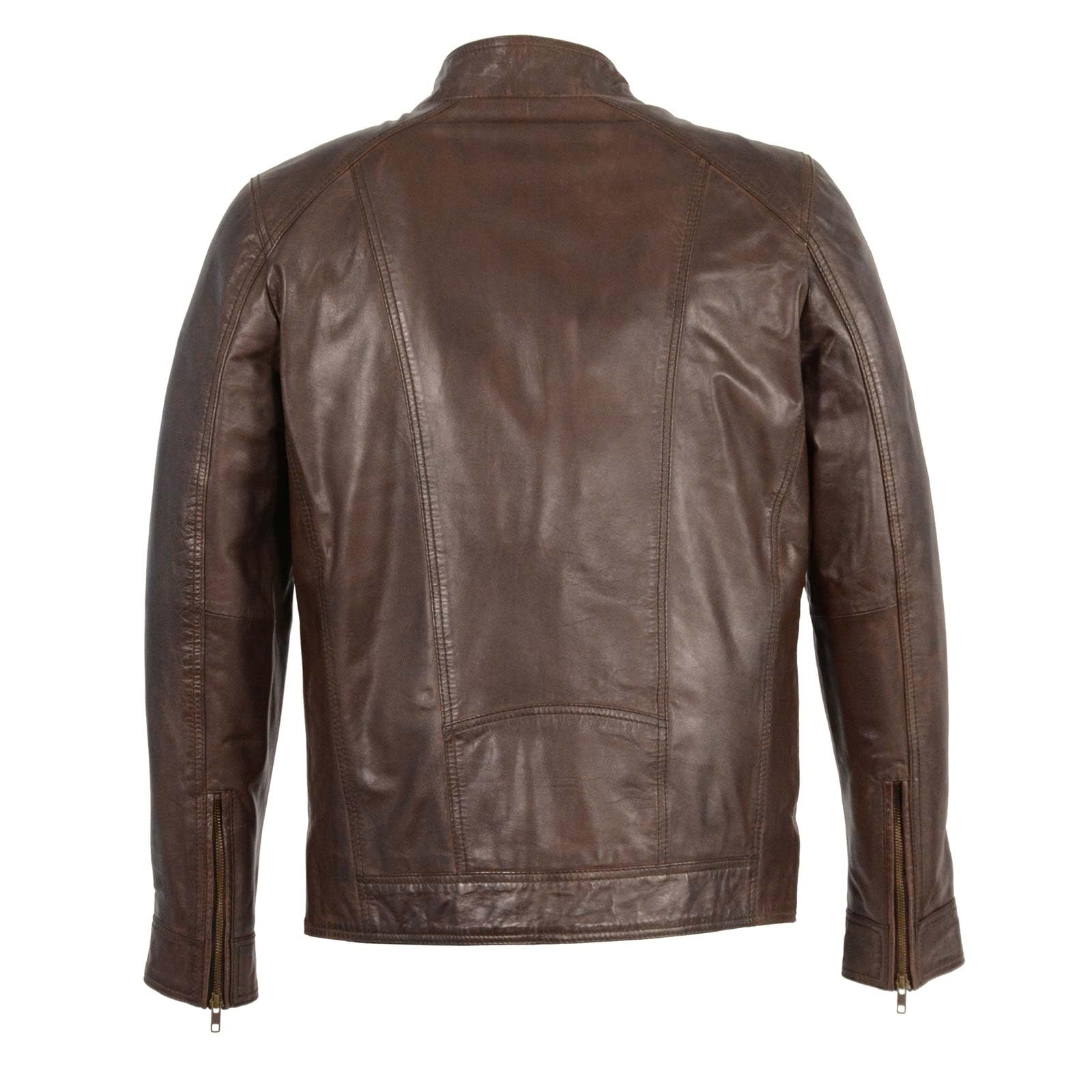 Milwaukee Leather Men's Saddle Brown Lambskin Motorcycle Jacket SFM1860 | Premium Fashion Biker Jacket for Riding & Casual Wear