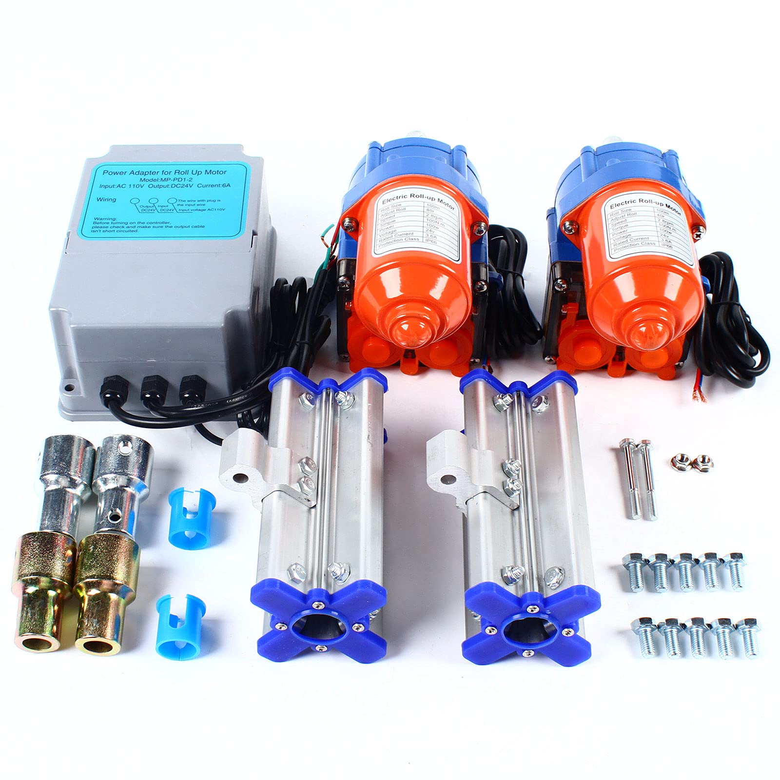 2 Packs Greenhouse Rolling Blinds Machine with Limit Switch, Creeper & Transformer Controller - AC110V to DC24V Film Coiling System - Gardening Tool for Chicken Coop & Greenhouse Ventilation - Perfect for Automatic Shade Control & Temperature Regulation in Greenhouses, Poultry Farms & Agricultural Applications