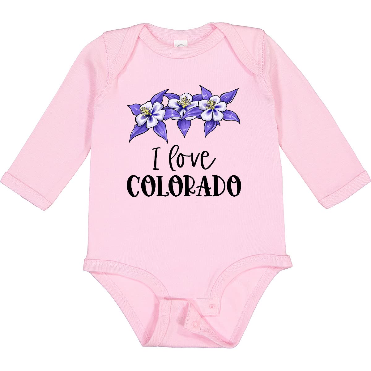 Inktastic I Love Colorado Columbine Flowers Long Sleeve Baby Bodysuit - Soft Cotton Creeper for Newborns & Infants - Perfect for Family Photos, Holidays & Outdoor Adventures
