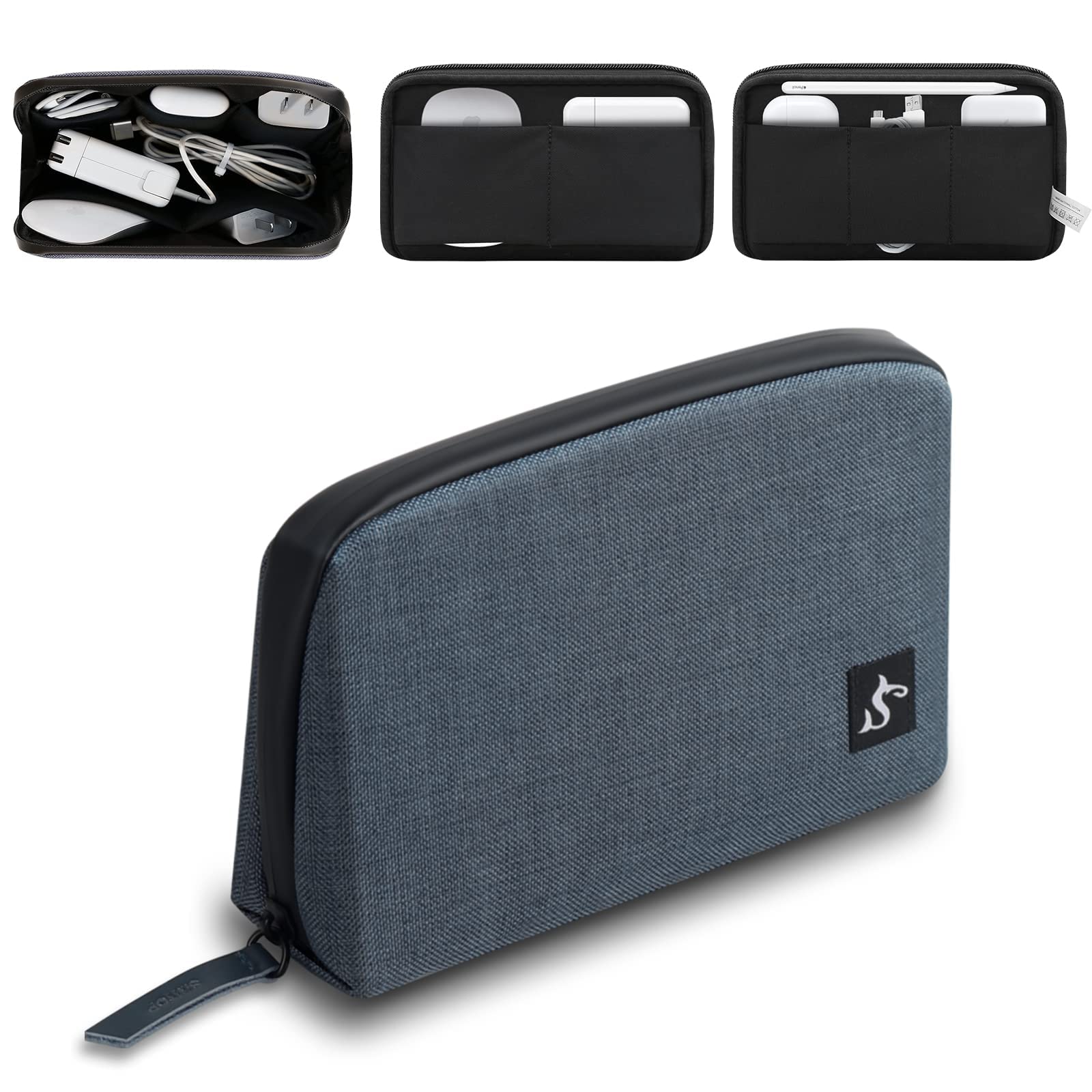Waterproof Electronic Organizer Travel Case - Large Blue Cable Storage Bag for Chargers, Power Banks & Hard Drives | Perfect for Travel, Office & Home Organization
