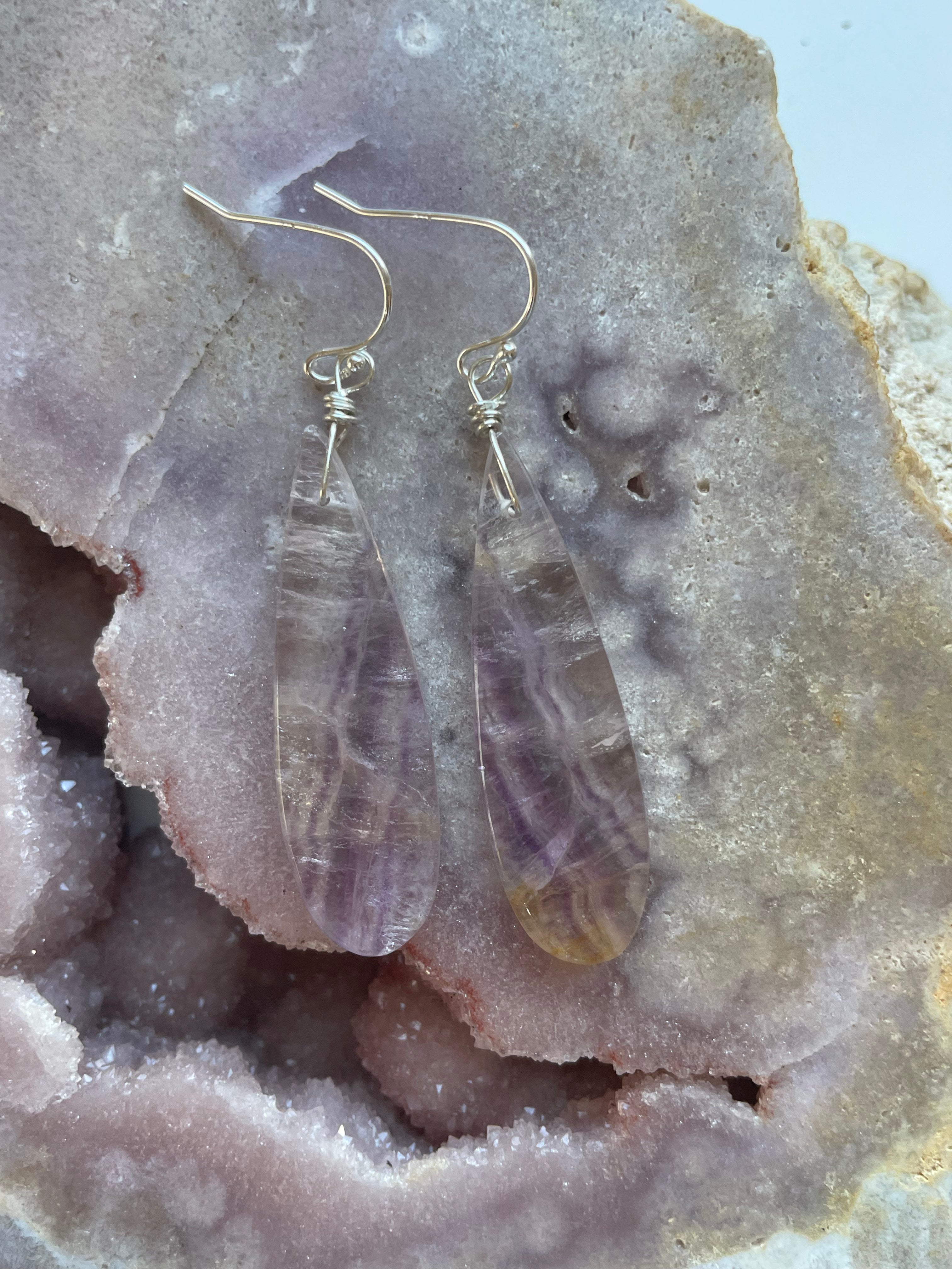Purple Fluorite Earrings Sterling Silver 925 - Healing Crystal Jewelry for Women, Dainty Studs for Everyday Wear | Perfect for Gifts, Meditation & Energy Balancing