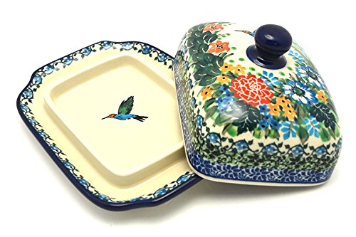Authentic Polish Pottery Butter Dish - Handmade Unikat Signature Design U3271 - Perfect for Kitchen, Dining Table & Gift Giving