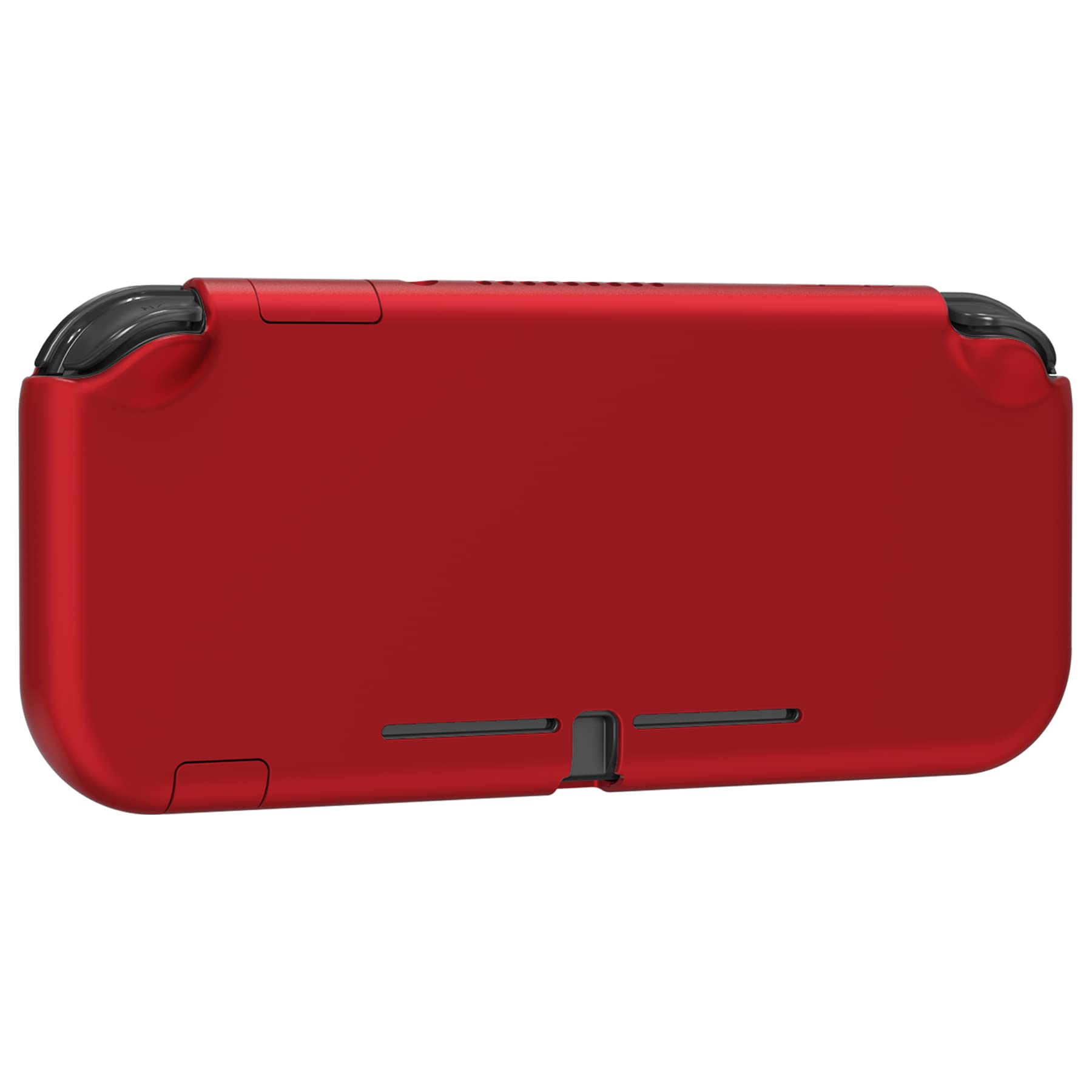 eXtremeRate PlayVital Custom Protective Grip Case for Nintendo Switch Lite - Scarlet Red Hard Shell Cover with Tempered Glass Screen Protector (Black Border) | Enhanced Gaming Comfort & Protection for Travel & Long Play Sessions