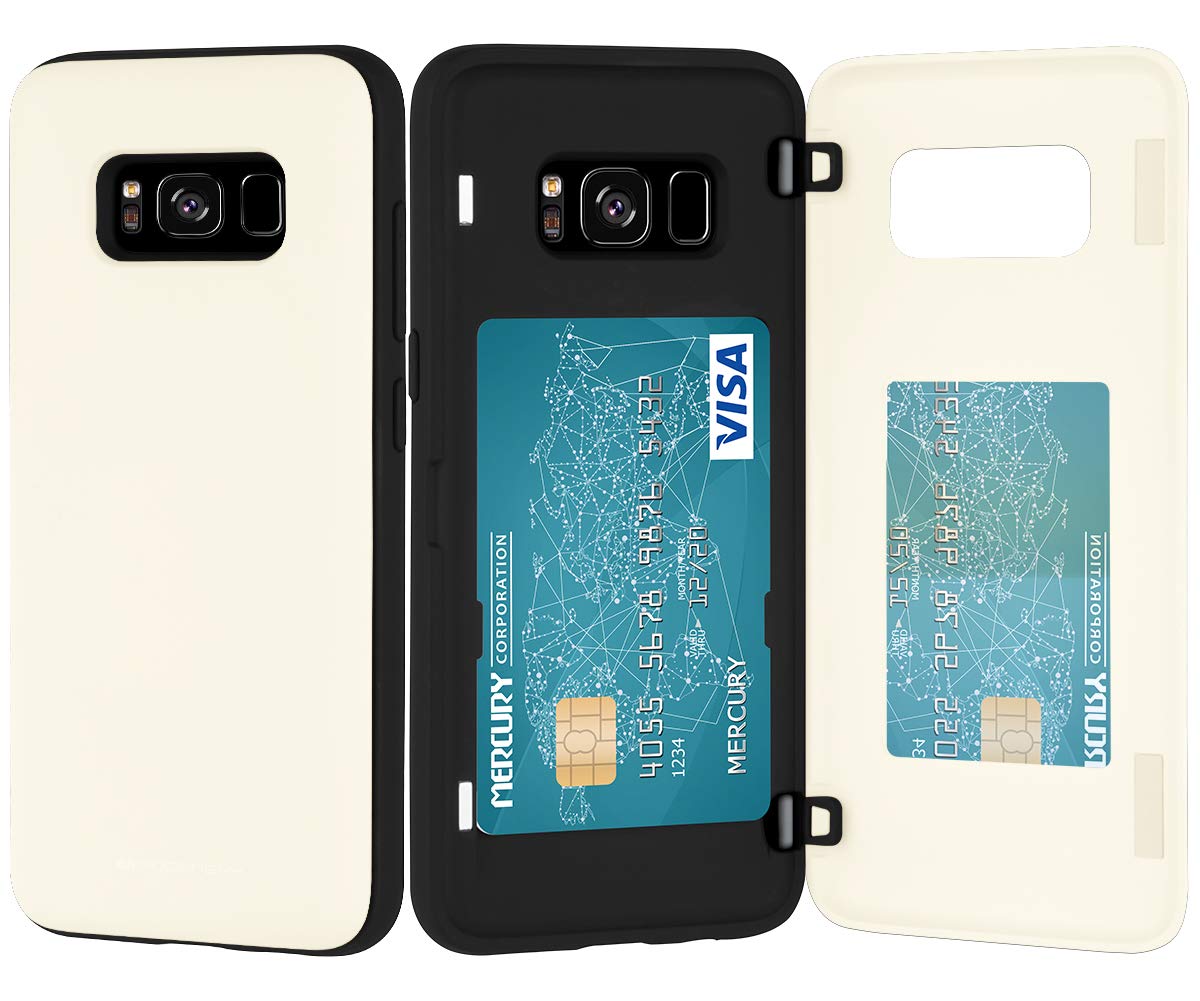 GOOSPERY Galaxy S8 Wallet Case with Card Holder & Kickstand - Slim Protective Dual Layer Bumper Phone Cover (White) - Perfect for Business Travel, Daily Commute & Hands-Free Viewing