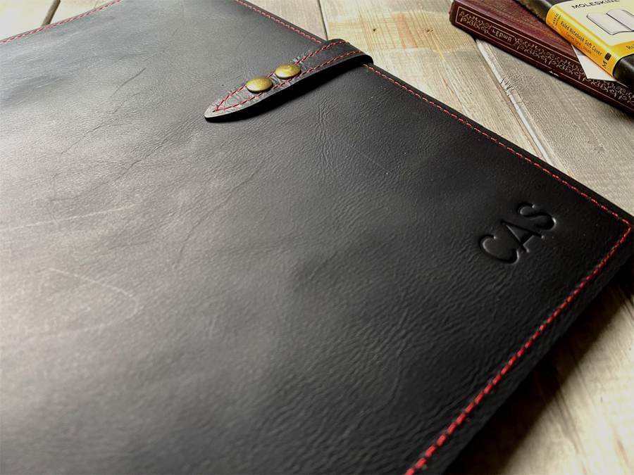 Premium Black Leather Case Sleeve for MacBook Pro 14