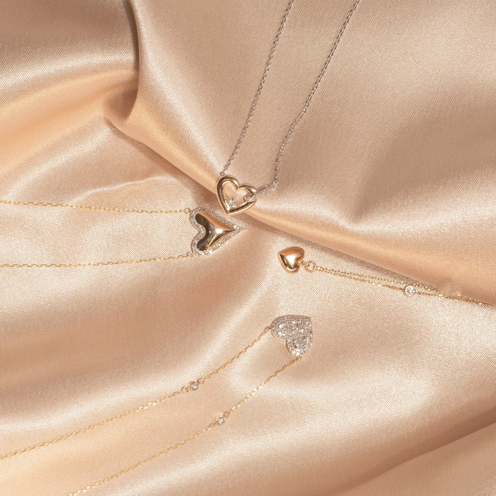10k Yellow Gold Interlocking Heart Diamond Necklace for Women - Elegant Valentine's Day, Anniversary or Birthday Gift for Her - Perfect for Romantic Occasions & Special Moments